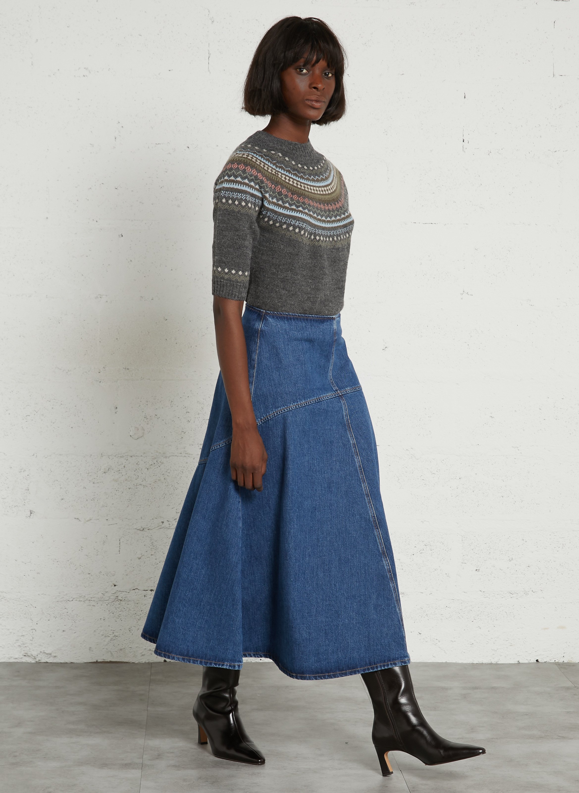 Round-neck wool-blend sweater MAX MARA WEEK END Silver