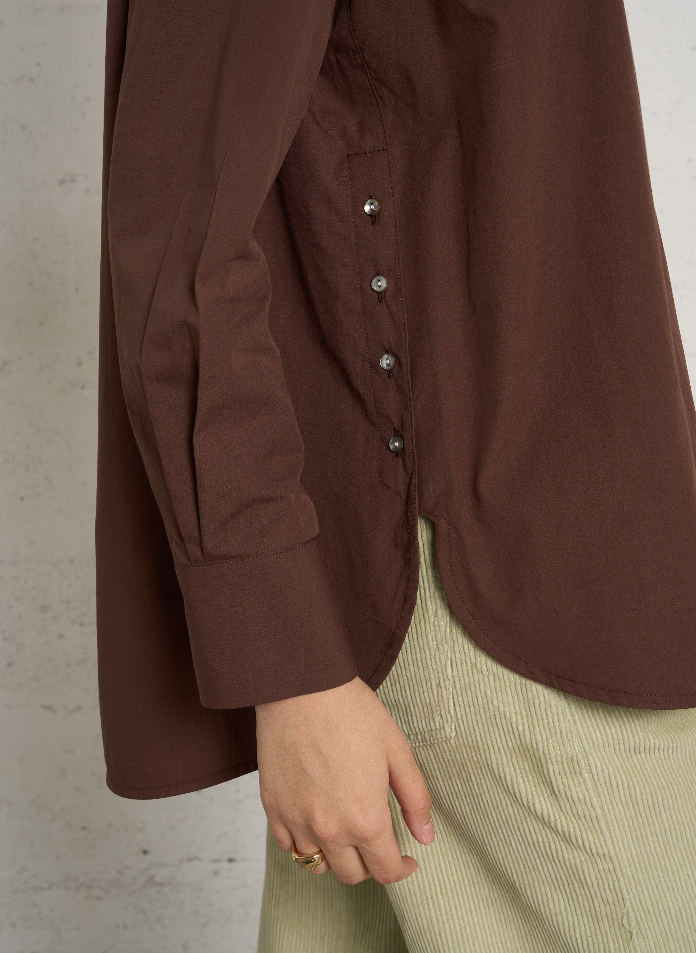 Chemise col classique oversize en coton BELLA JONES Marron