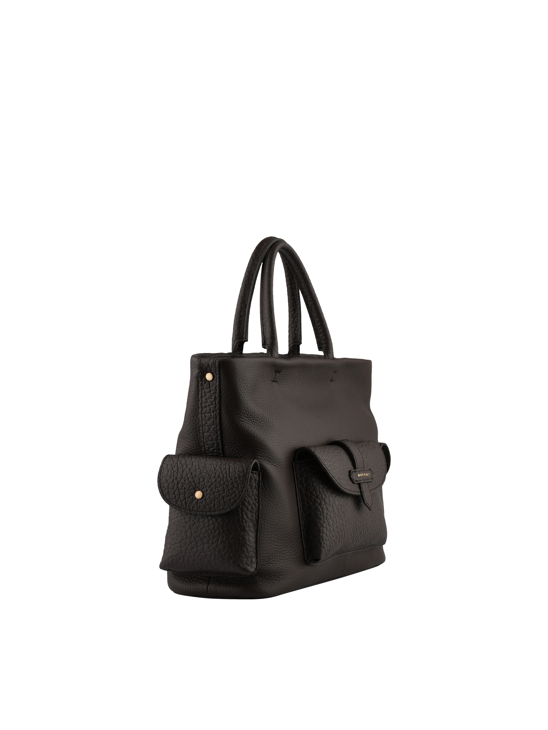 Calfskin leather handbag POURCHET Brown