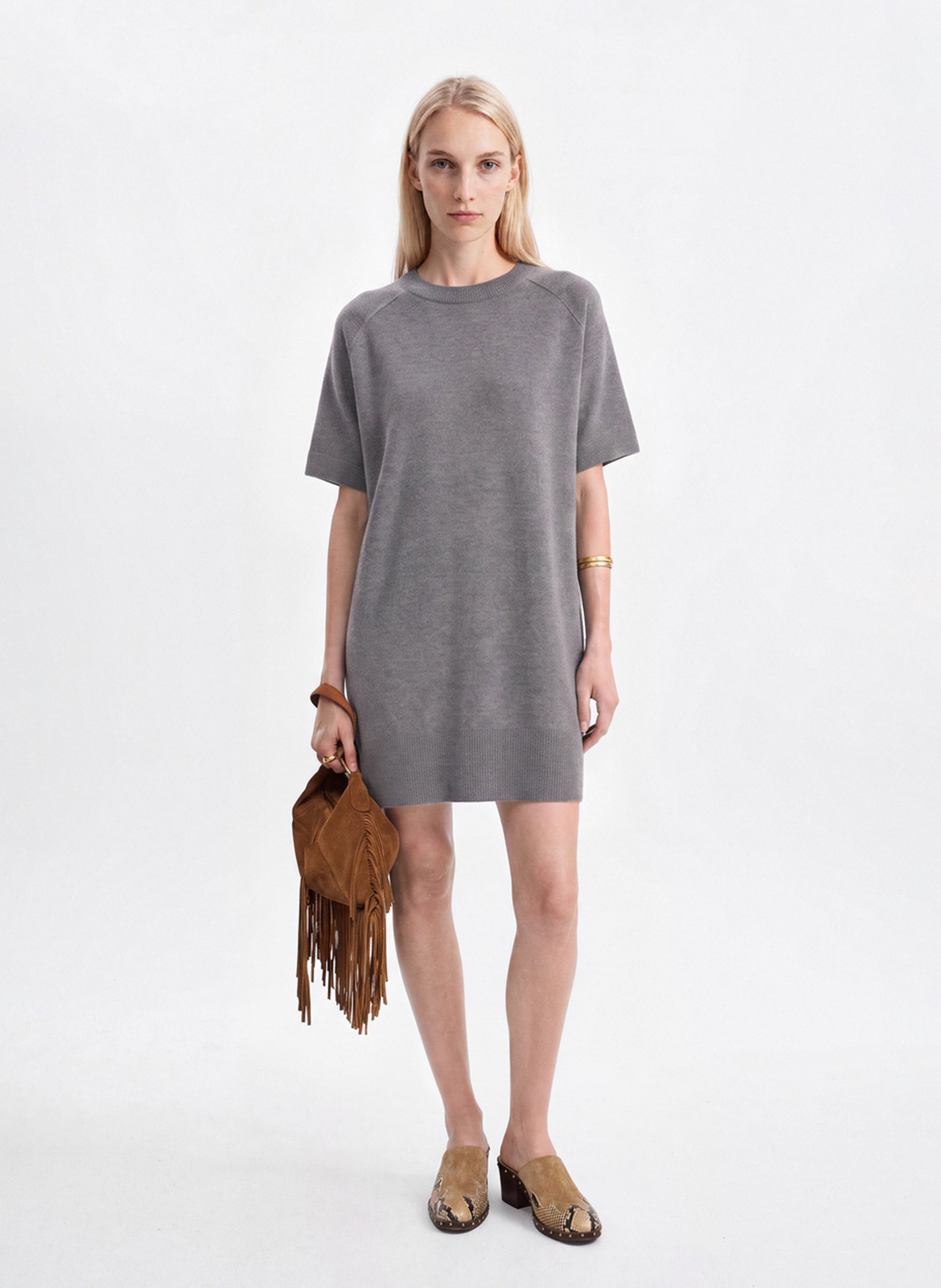 Robe pull col rond en laine VANESSA BRUNO Gris
