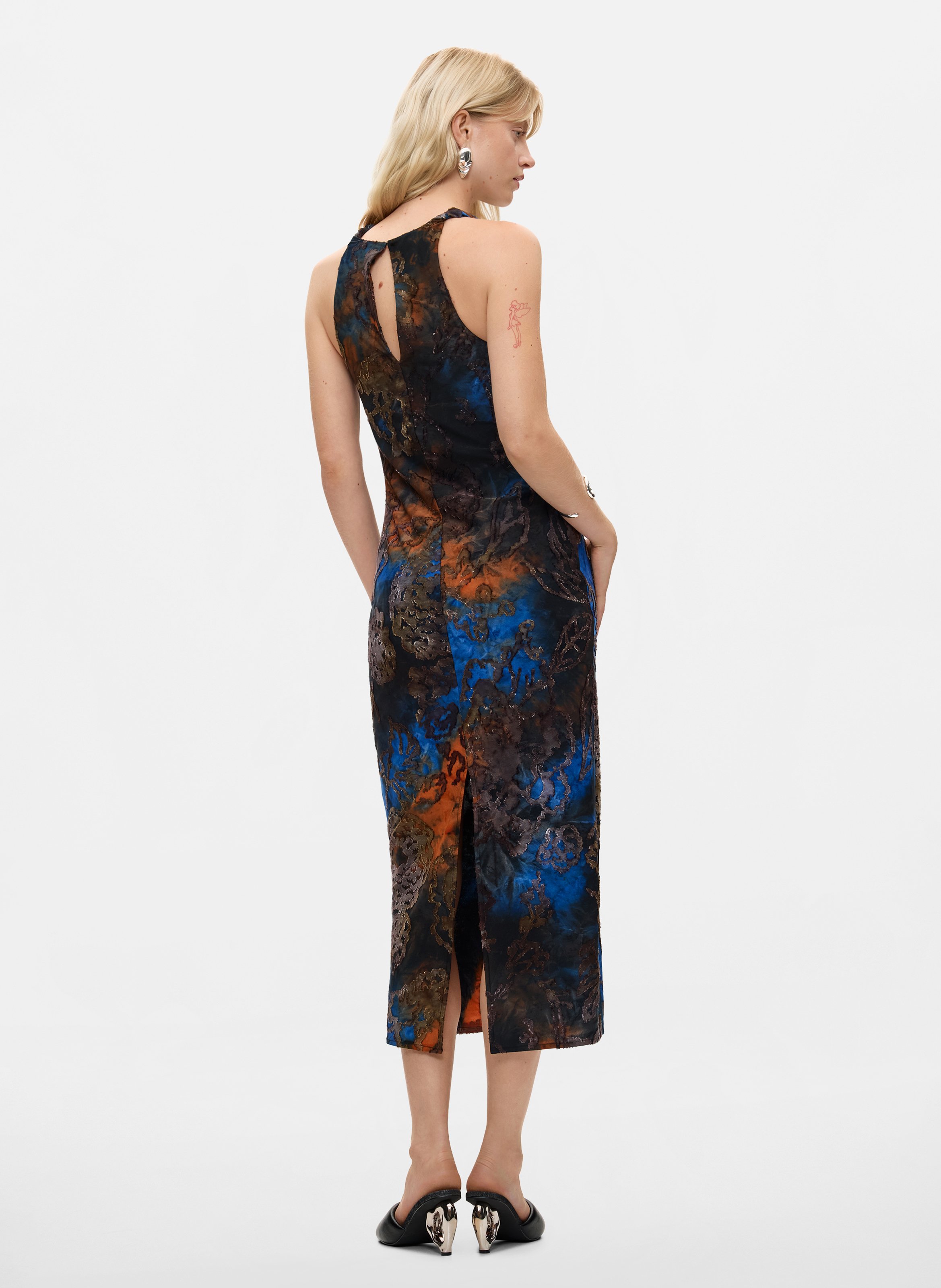 Sleeveless printed long dress DESIGUAL Blue