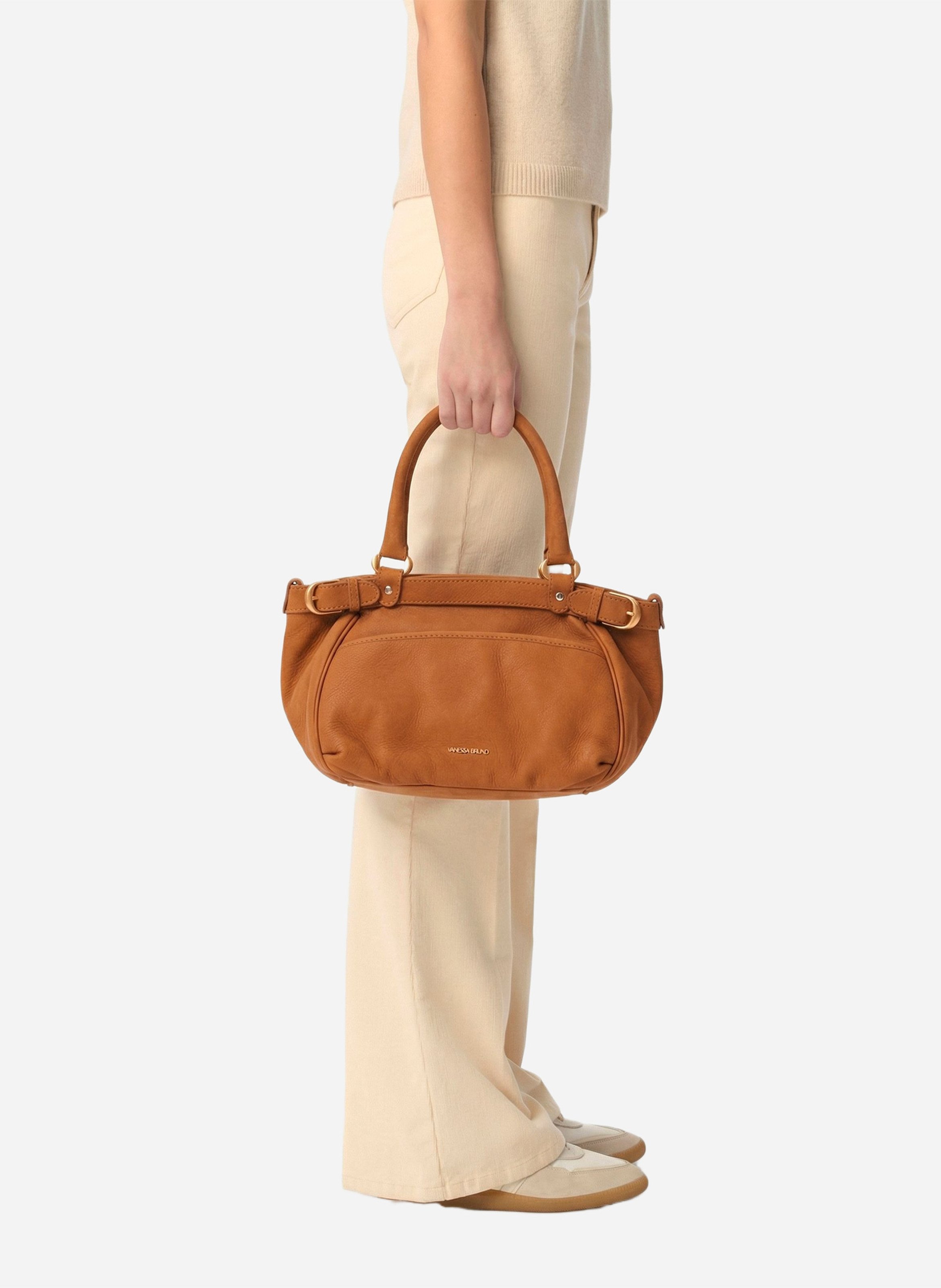 Leather handbag VANESSA BRUNO Brown