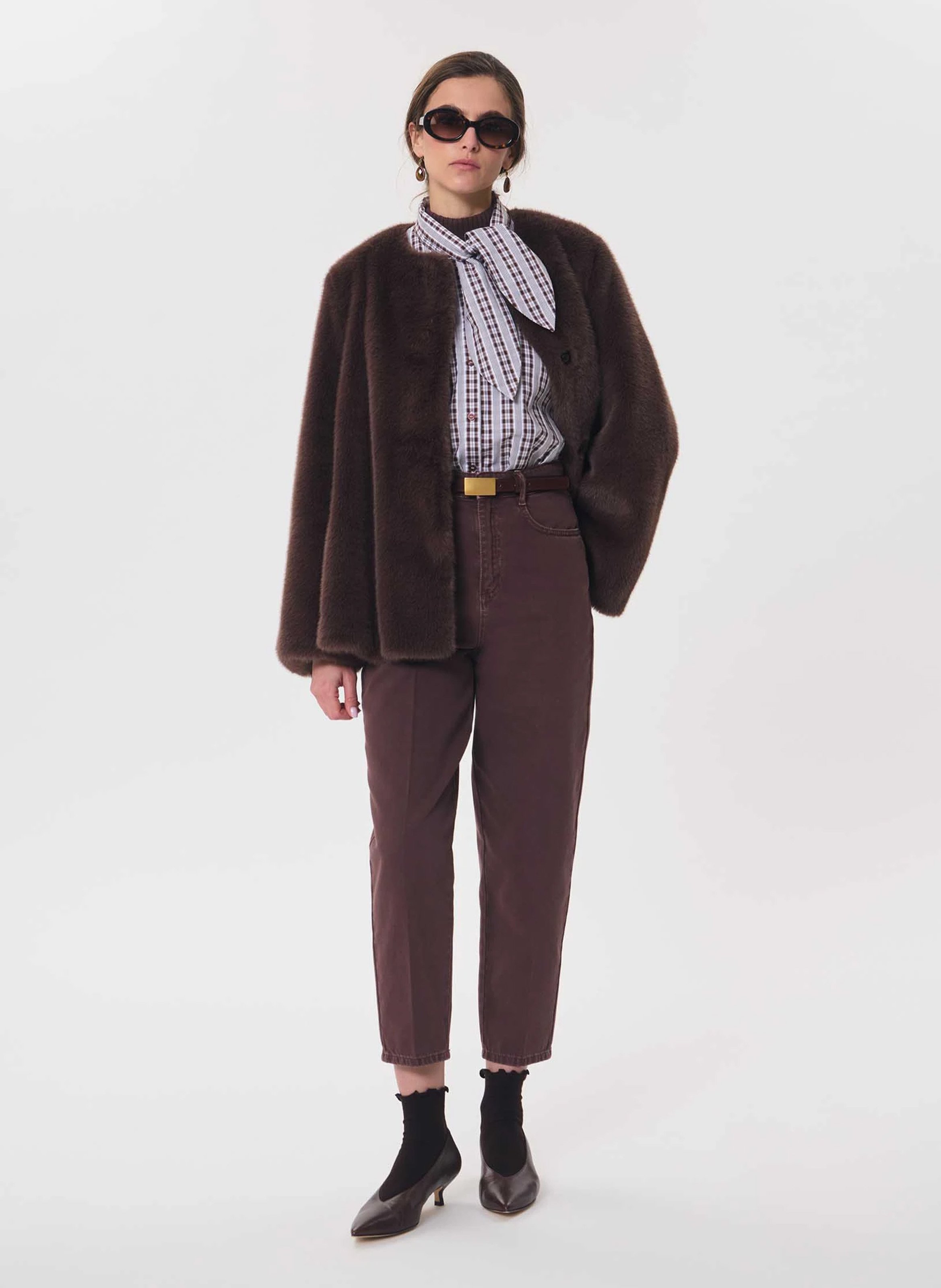 Jean droit en coton TARA JARMON Marron