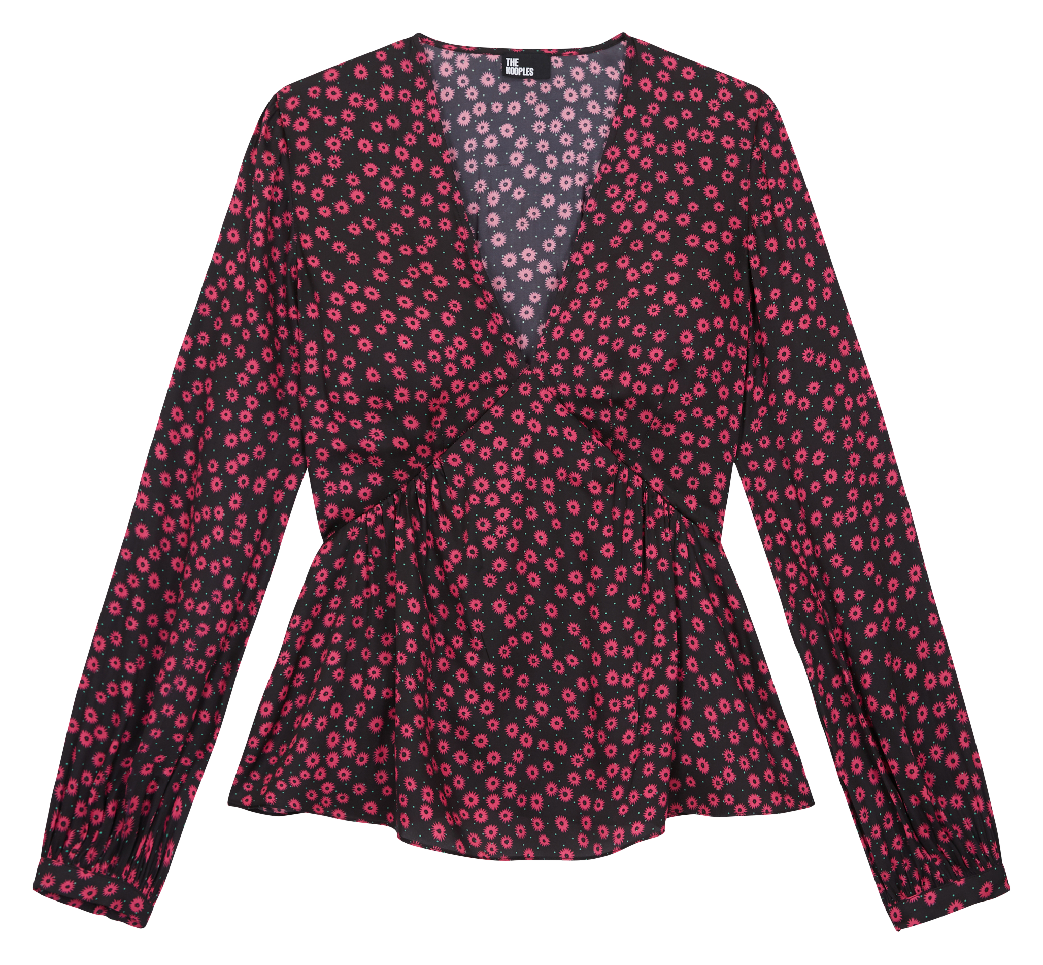 Top met V-hals en bloemenprint Roze
