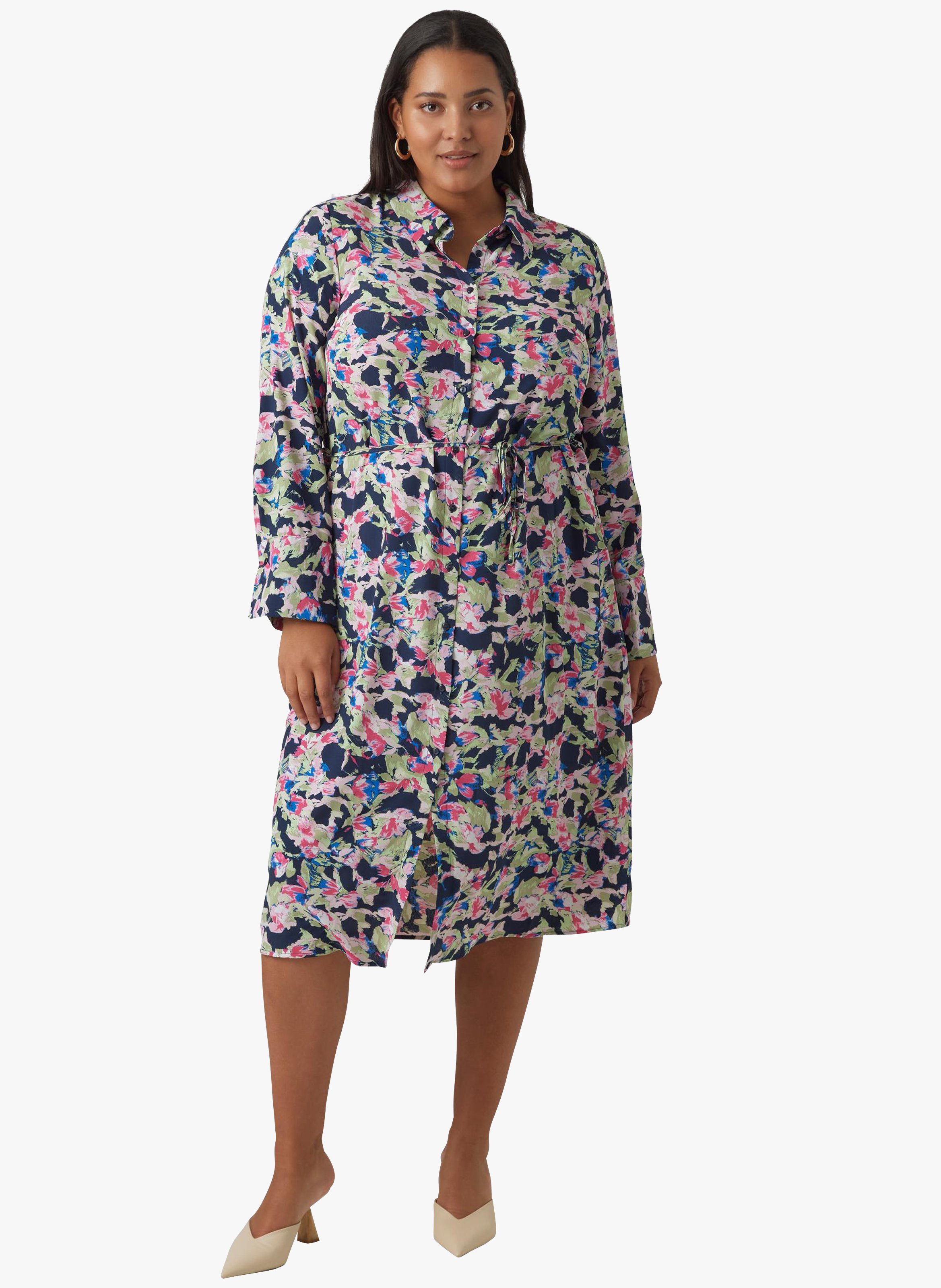 Robe midi à imprimé abstrait VERO MODA CURVE Bleu