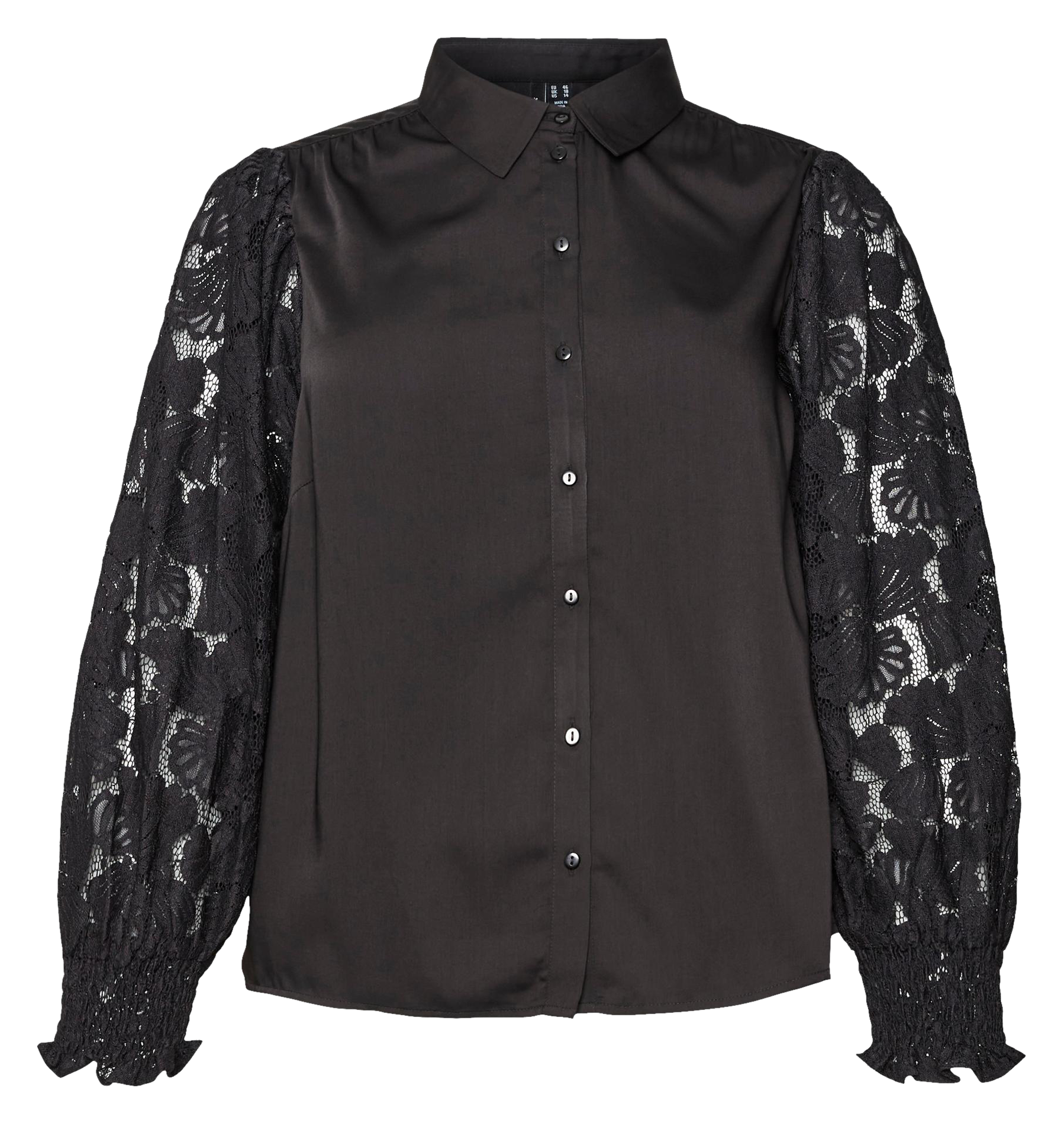 Chemise col classique à broderie ajourée  Noir