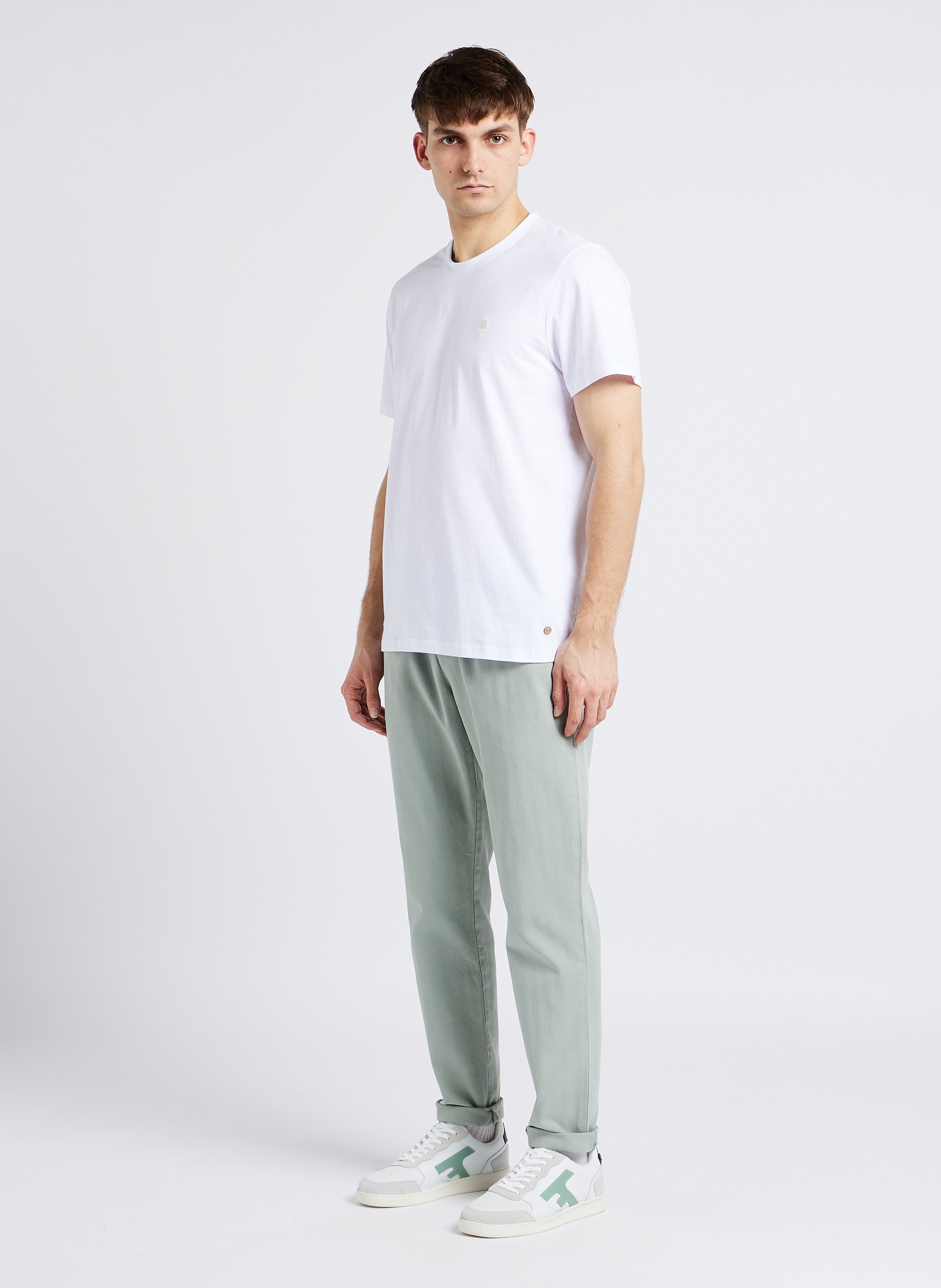 Recht T-shirt met ronde hals | katoenblend FAGUO Wit