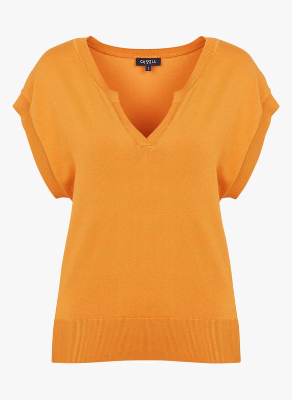 V Ausschnitt Pullunder Orange Pullunder Mit Henley-ausschnitt Ambre Caroll Damen 4002037