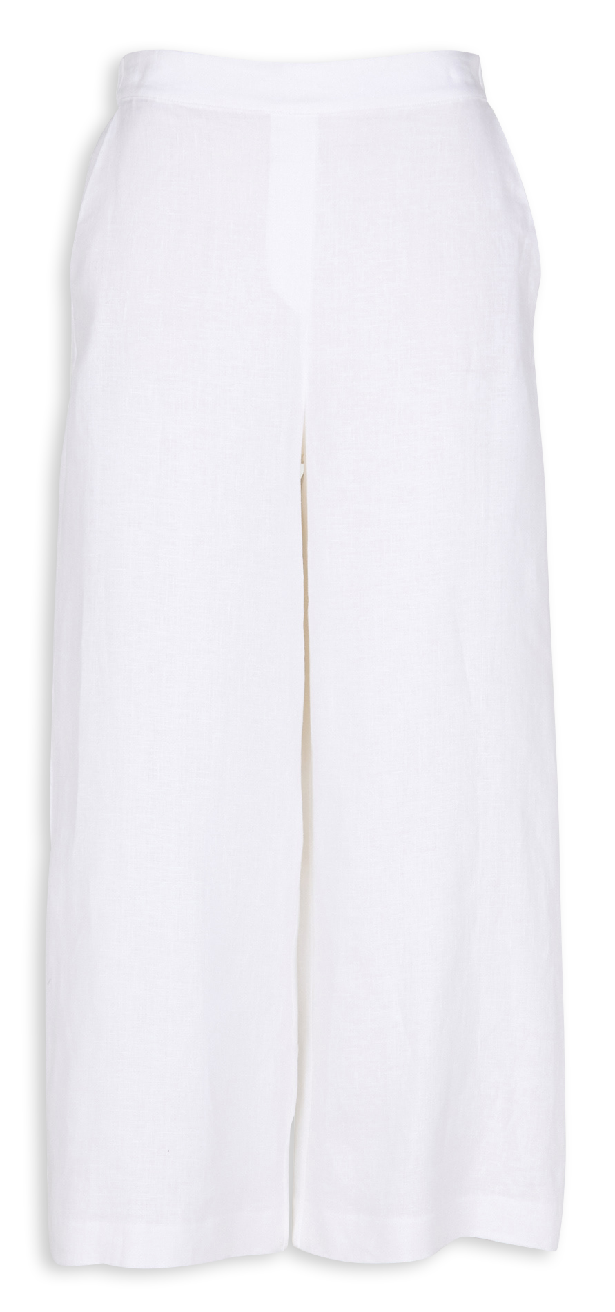 High-waisted wide-leg linen pants 241P-PANDI Blanc