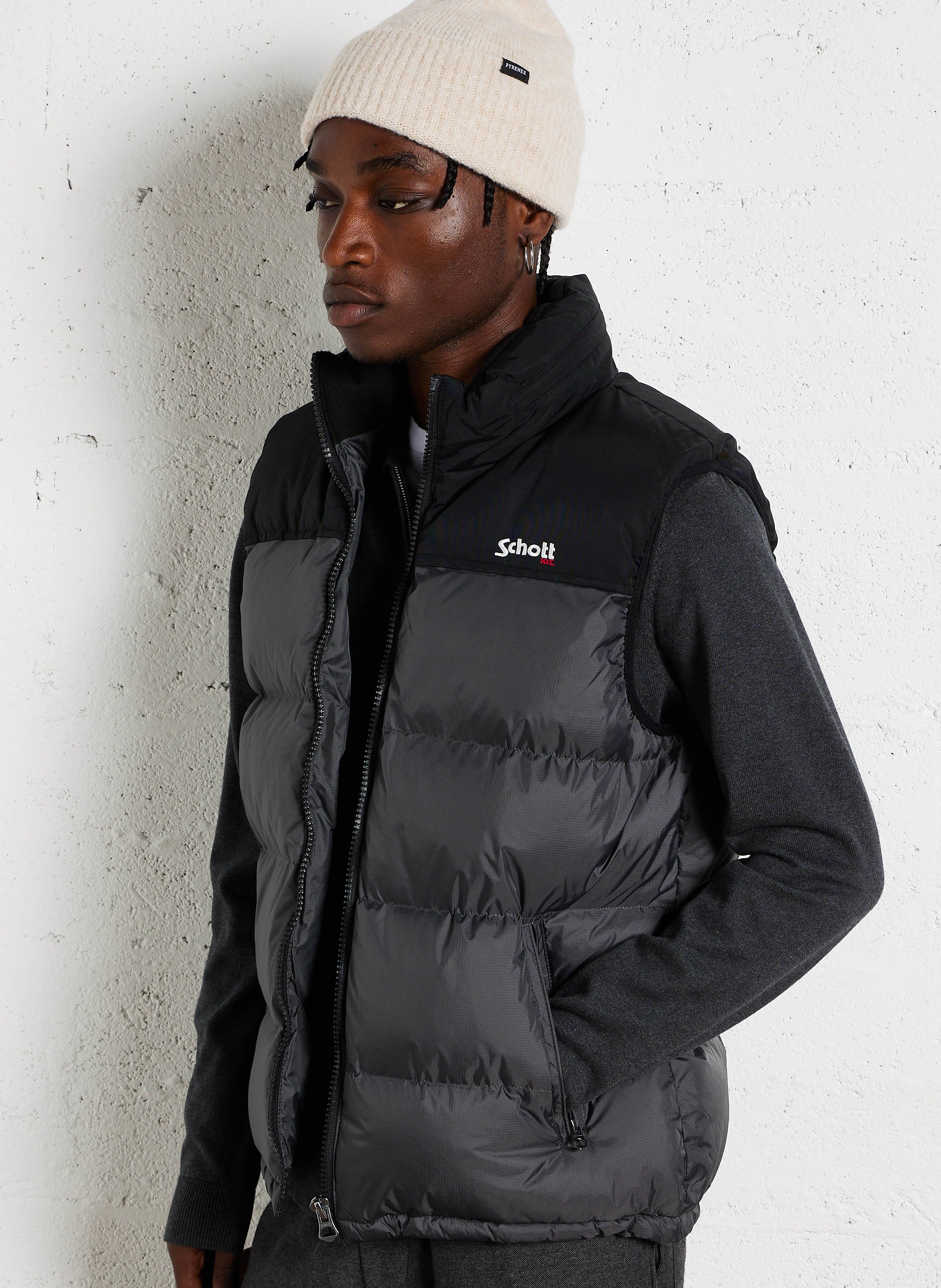 Padded zip-up vest SCHOTT Black