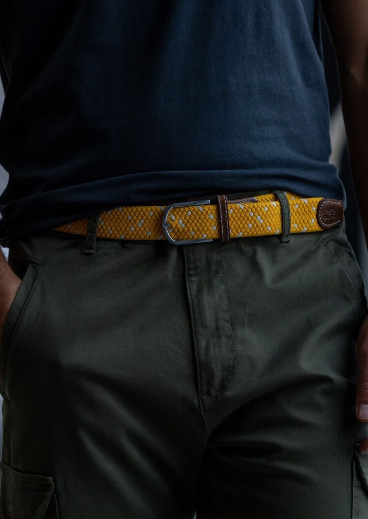 Multicolored braided elastic belt BILLYBELT Yellow