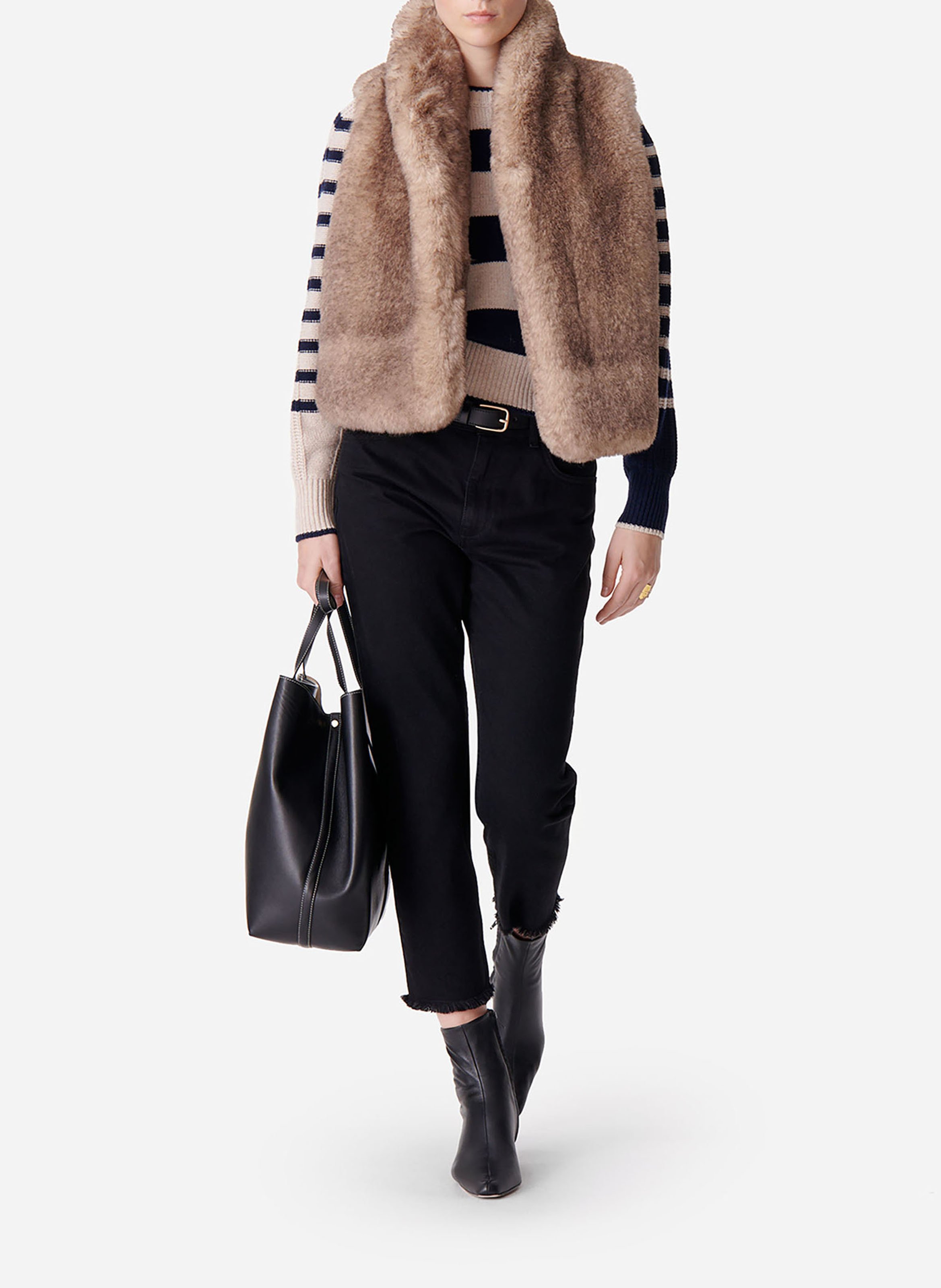 Veste sans manches effet fourrure VANESSA BRUNO Beige