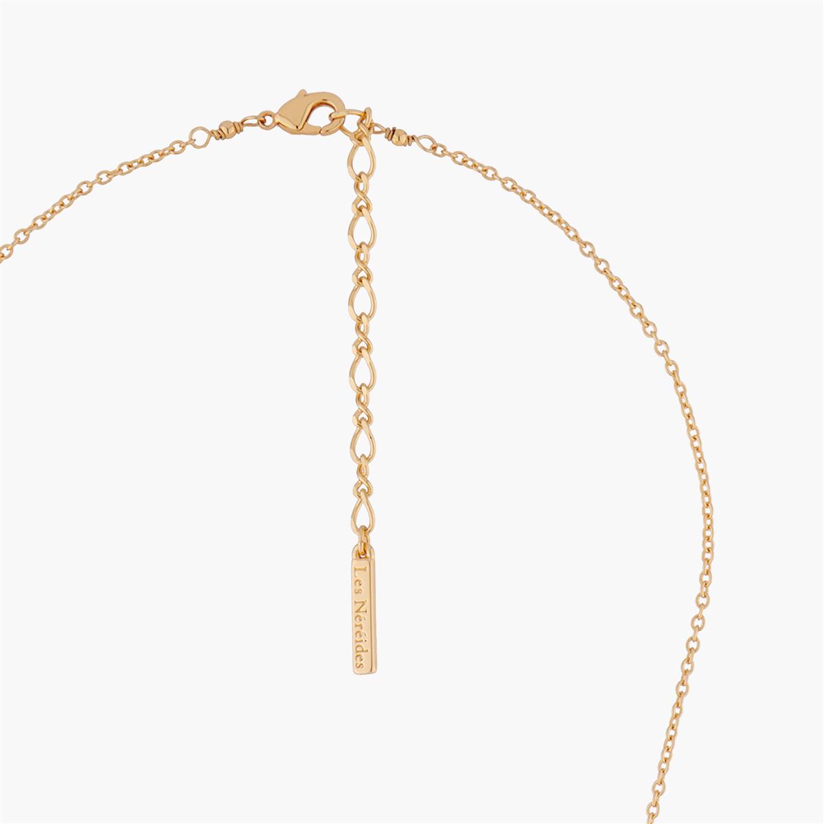 Rabbit on flower pendant necklace Multicolored