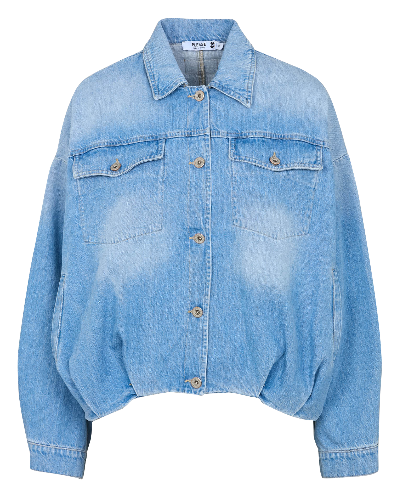 Veste col classique en coton Bleu