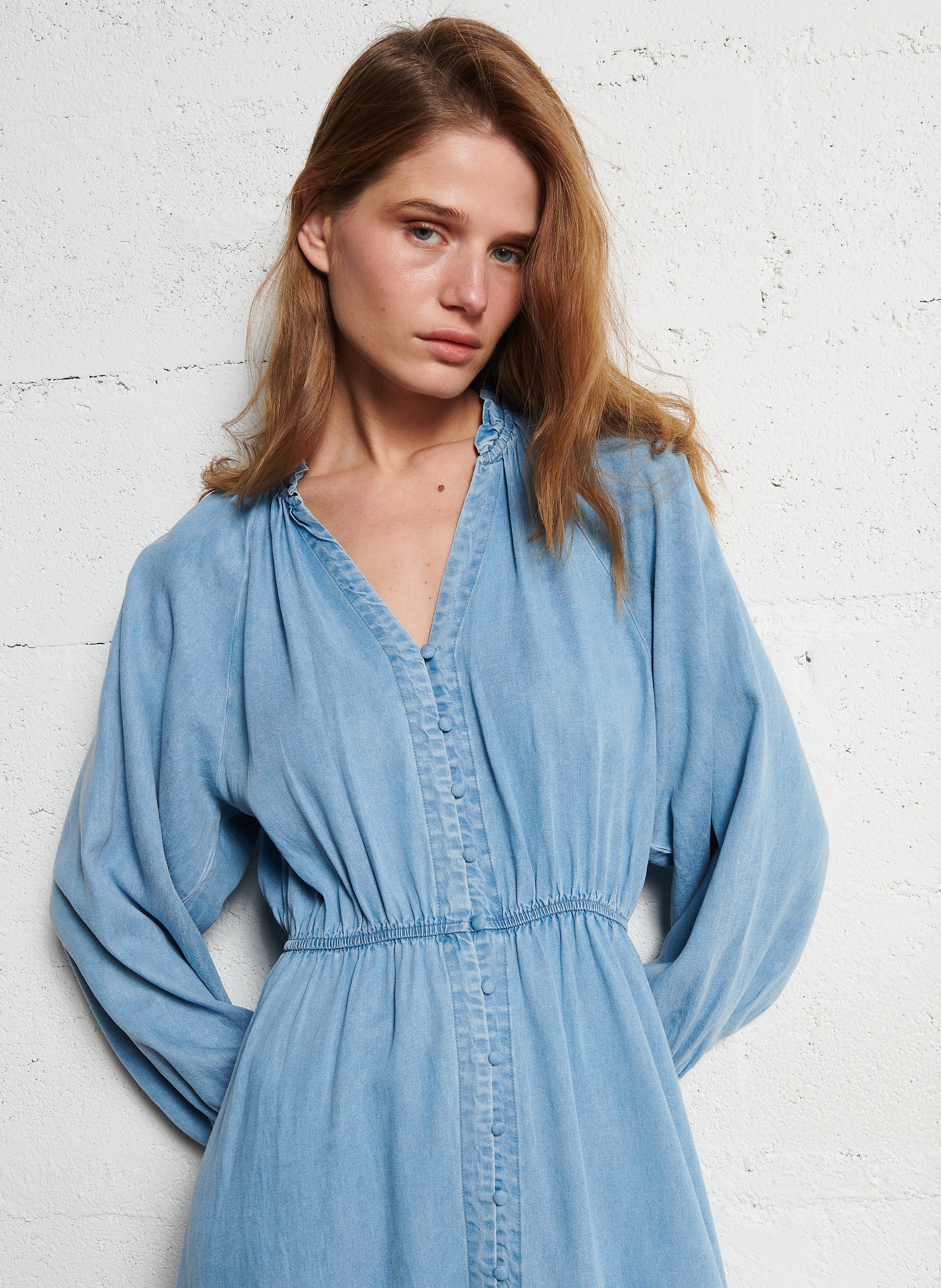 Lange jurk met ronde hals LA PETITE ETOILE Jeans Stone