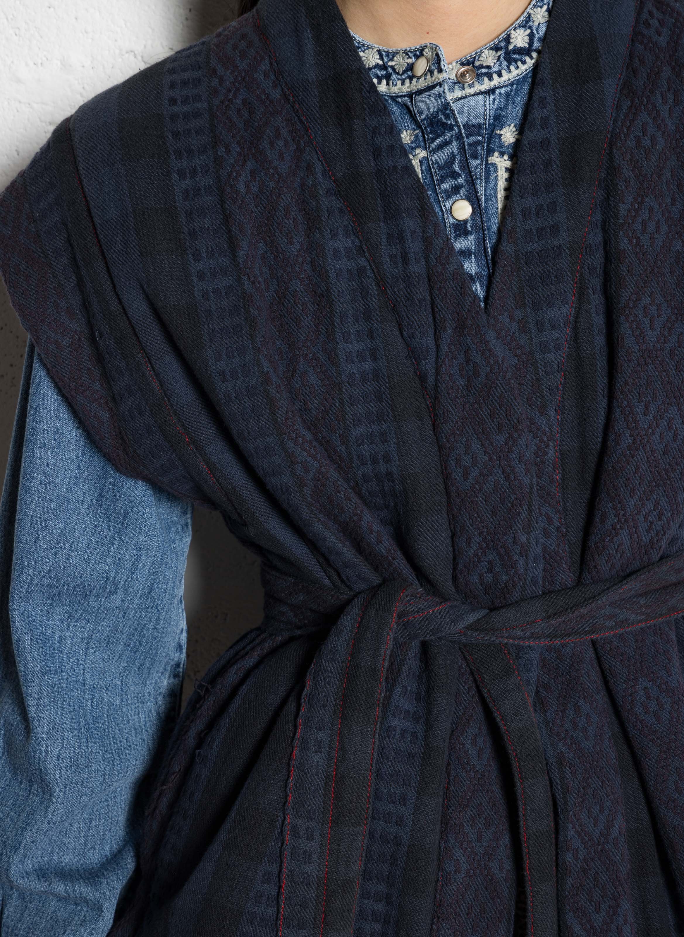 Sleeveless belted jacket MAISON HOTEL Blue