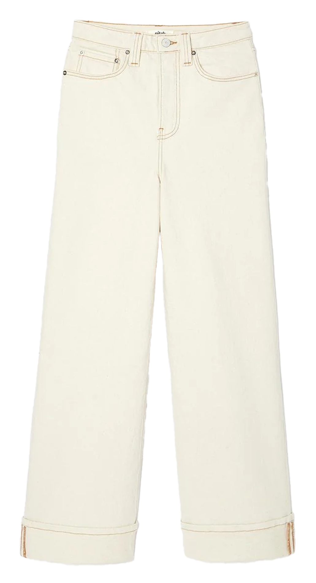 Bandplooibroek met hoge taille NITAH Wit