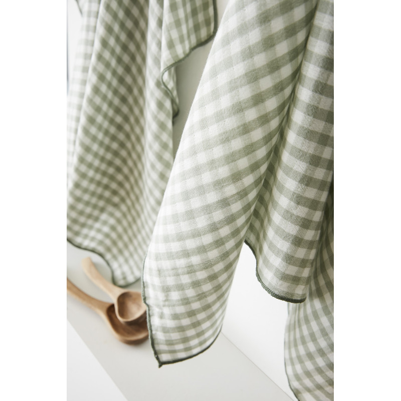 Lot de 2 essuie-mains en gaze de coton L'EFFET PAPILLON Vert