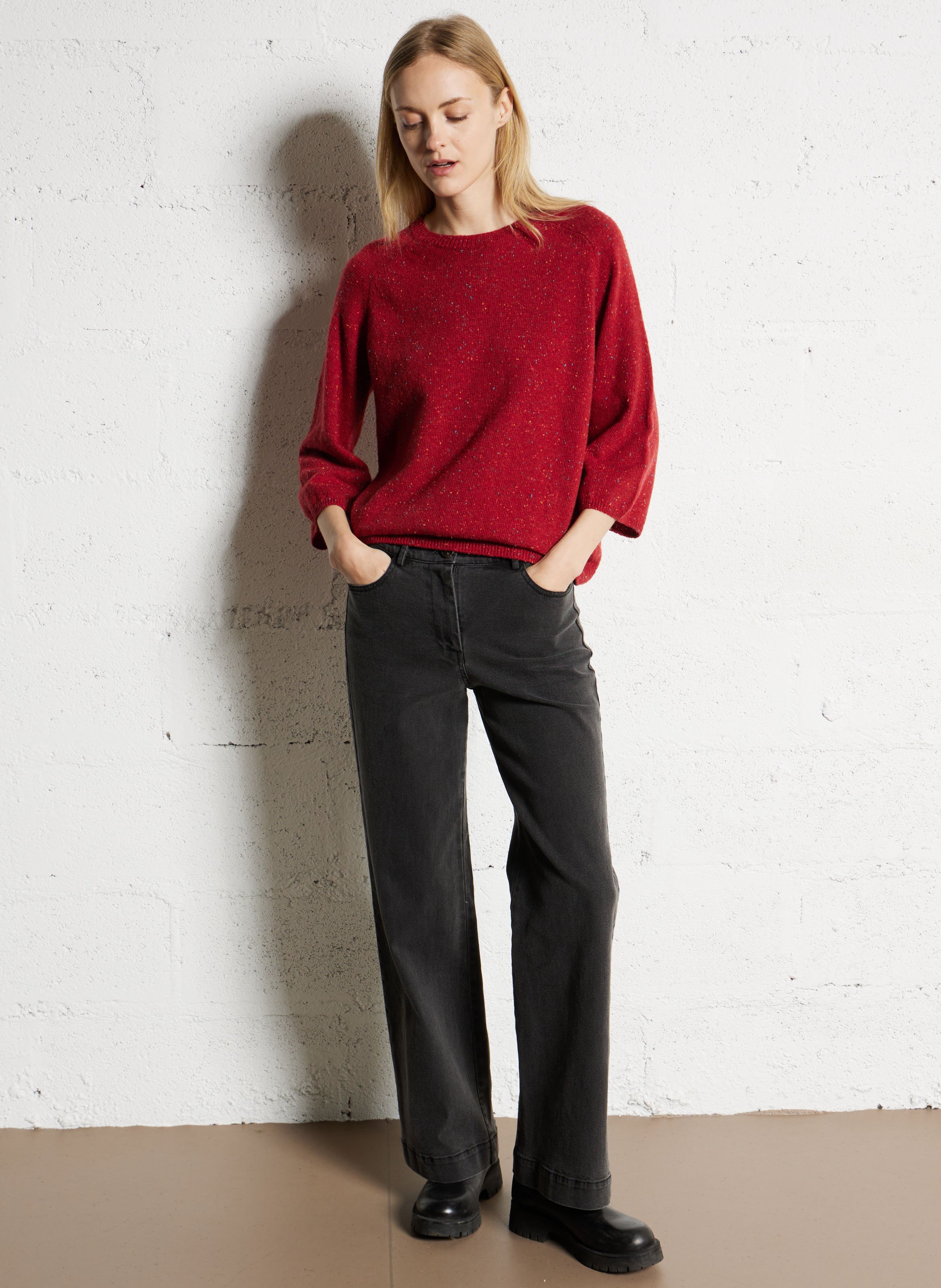 Pull droit en laine mélangée NICE THINGS Rouge