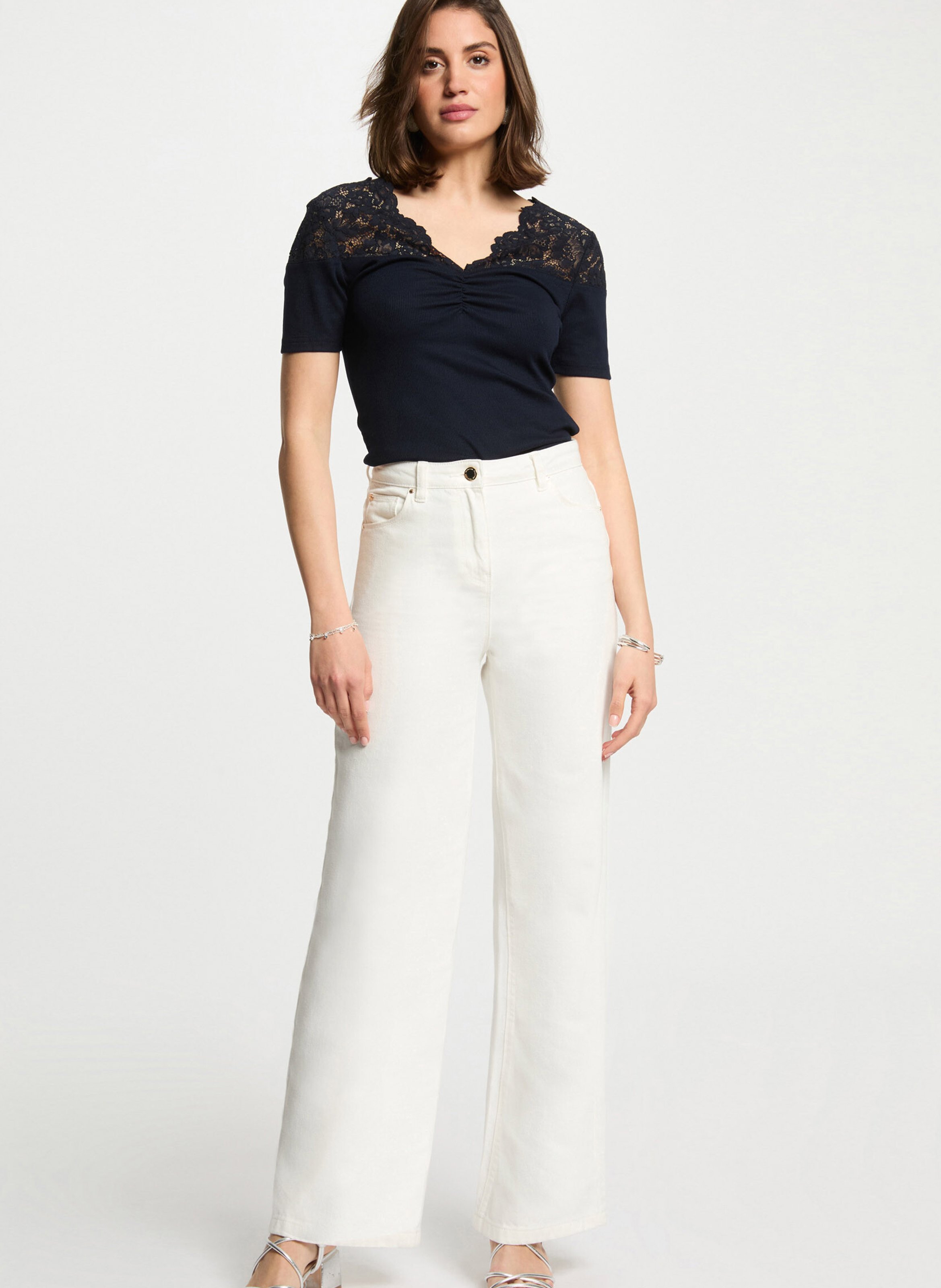 Tee-shirt droit en fibres recyclées mélangées MORGAN Bleu