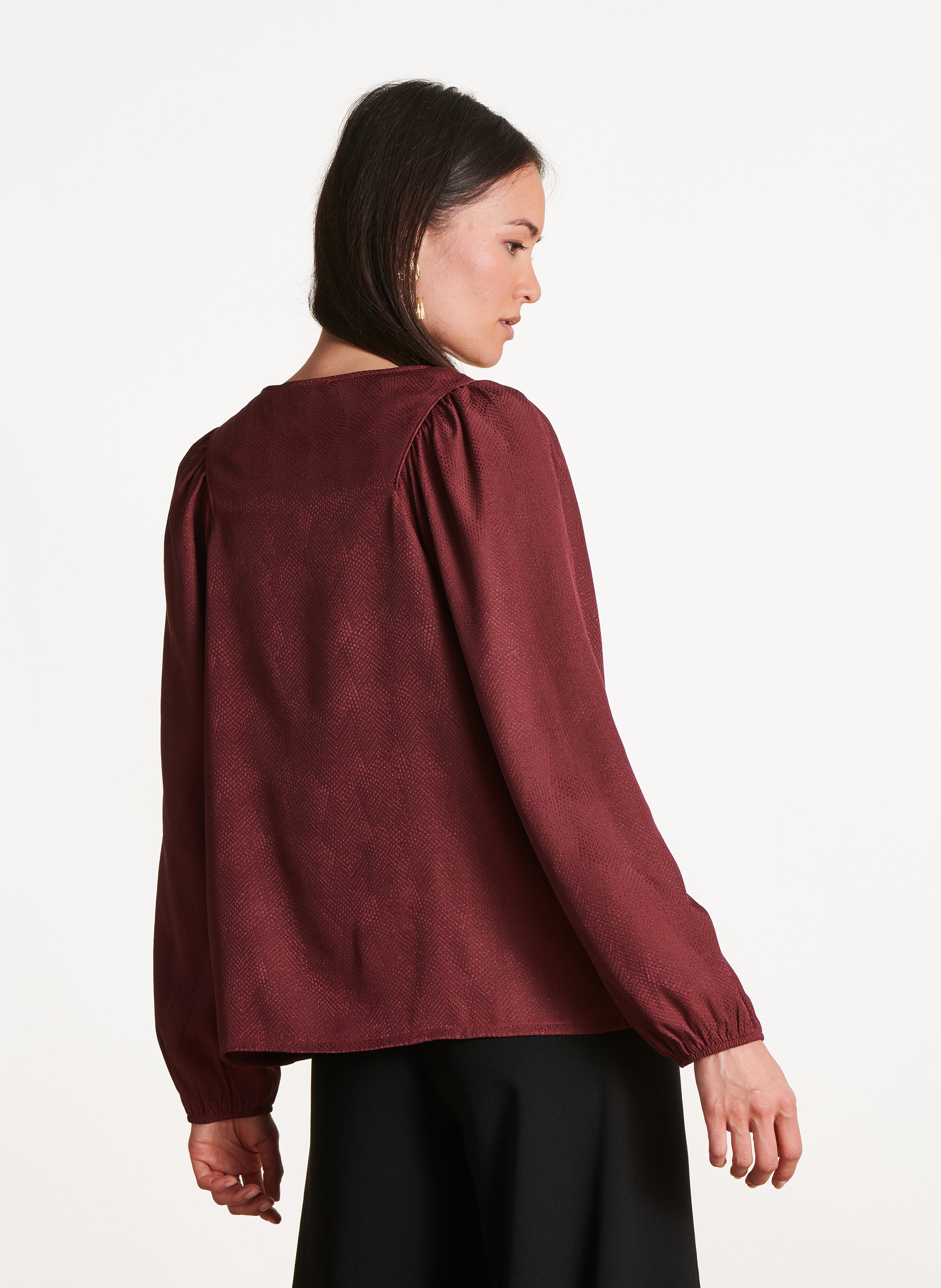 Straight top with puffy long sleeves LA FEE MARABOUTEE Brown