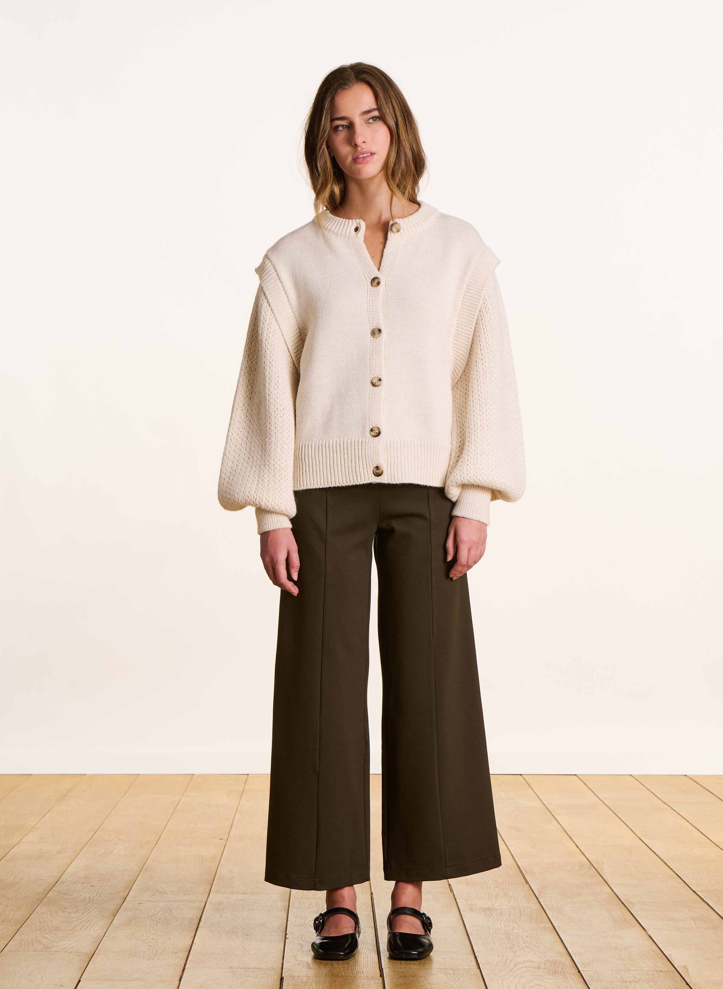Cropped straight-leg pants LA FEE MARABOUTEE Brown