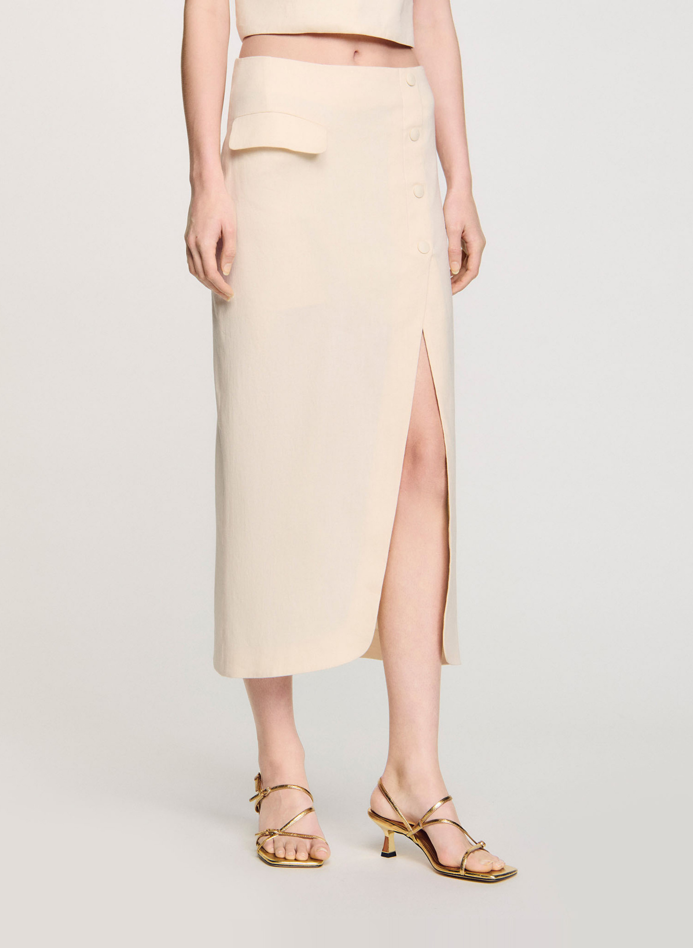 Leren sandalen met riempjes SANDRO Goudkleurig