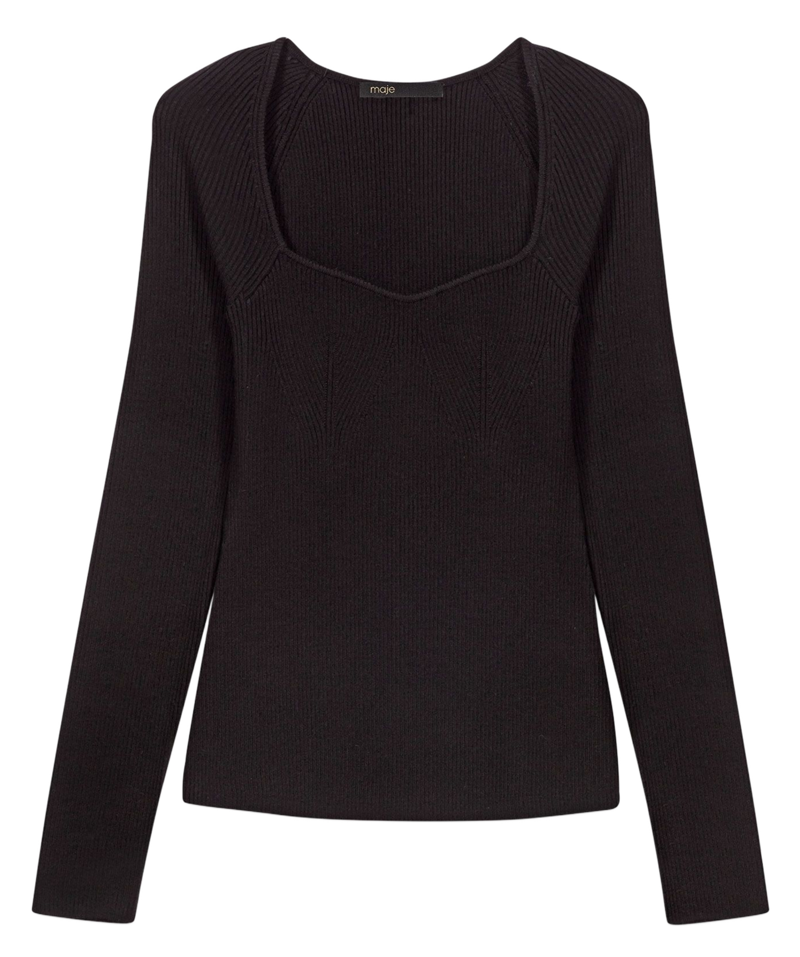 Pull col cœur en laine mélangée MAJE Noir