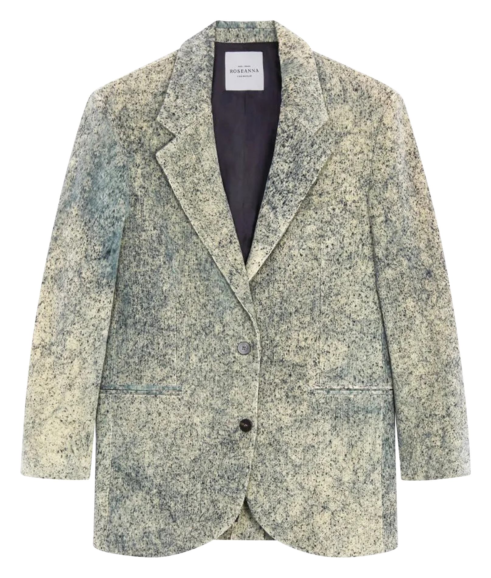 Veste droite col tailleur en velours côtelé ROSEANNA Bleu