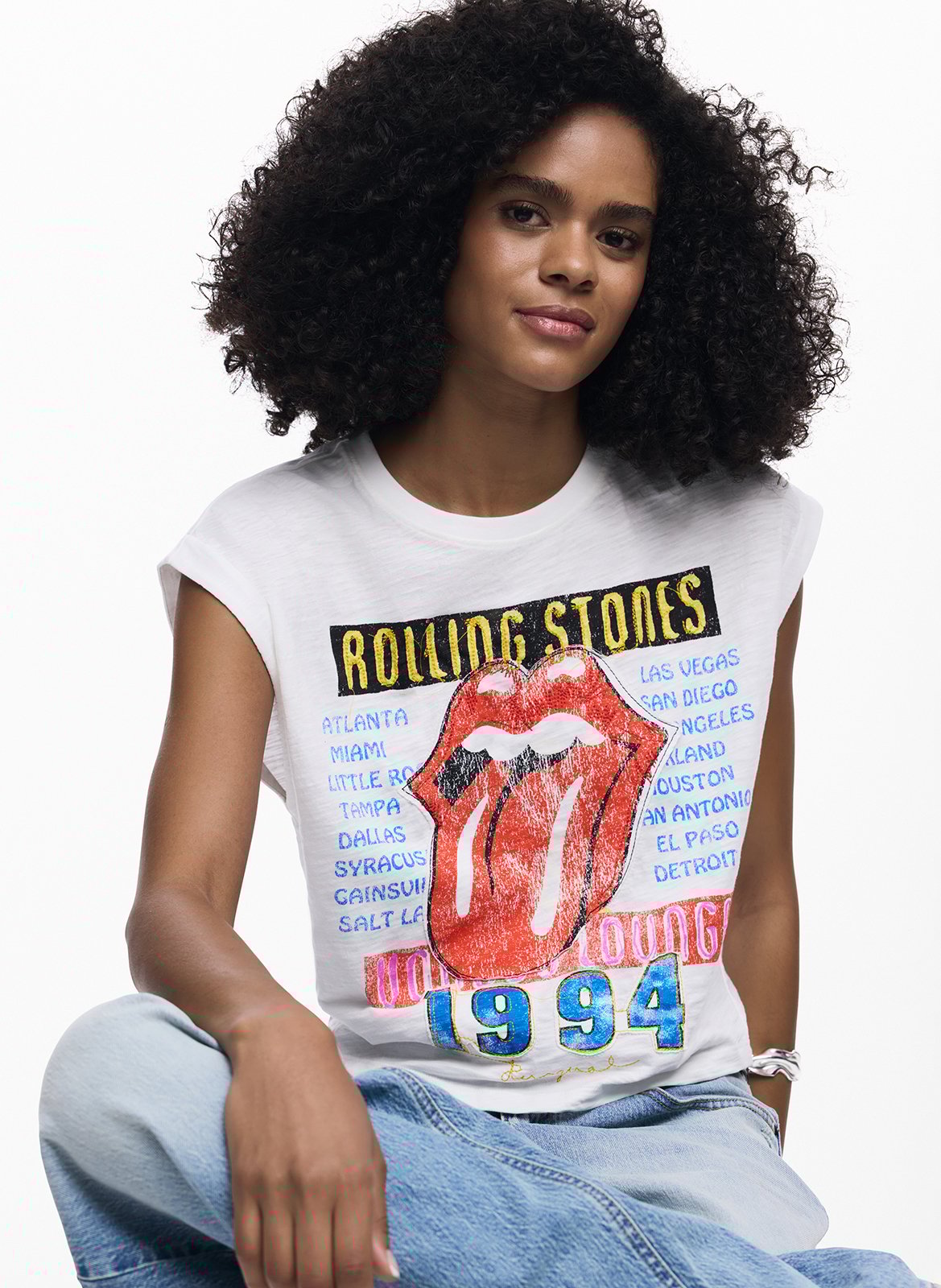 Débardeur à imprimé en coton DESIGUAL Blanc