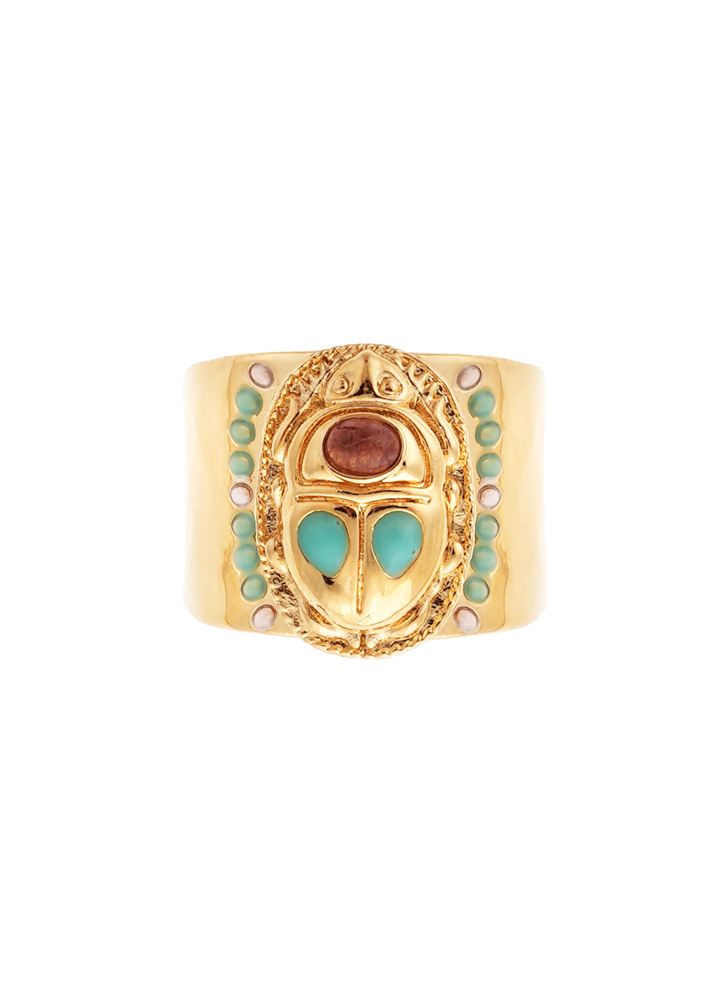 Adjustable scarab cabochon ring with enamel HIPANEMA Blue