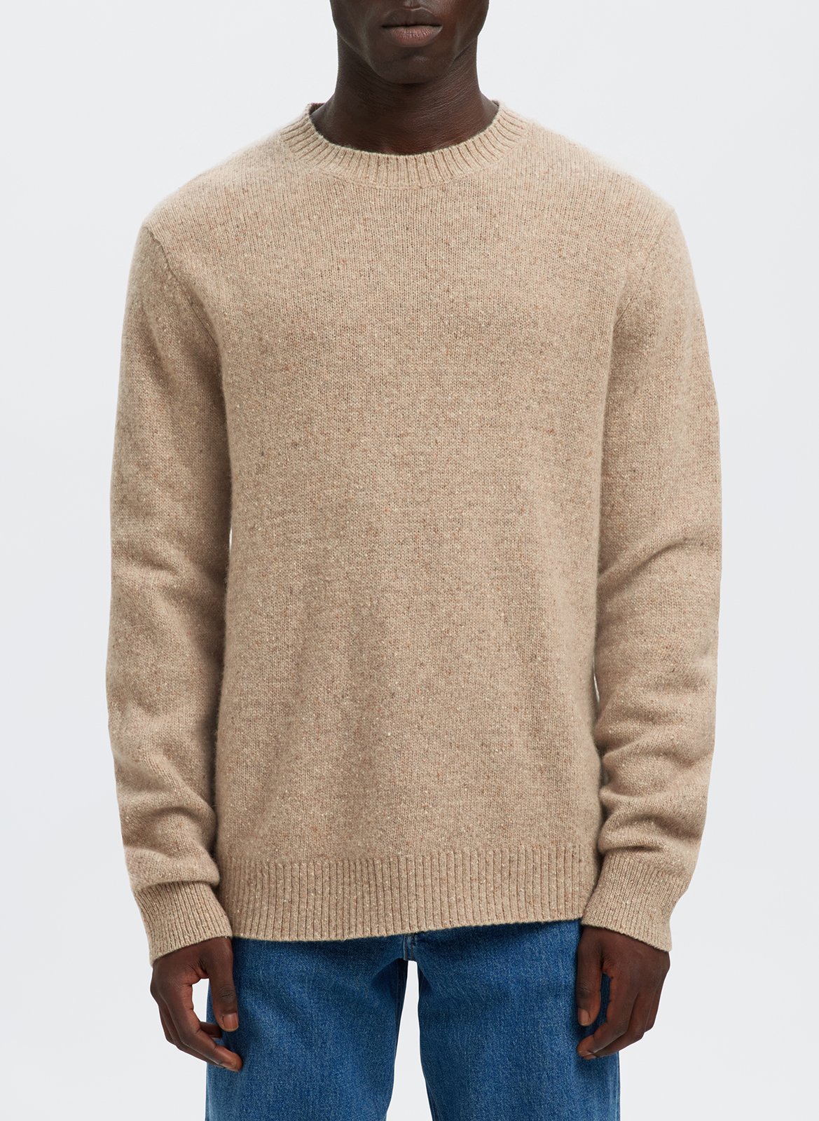 Pull droit uni en laine mélangée SELECTED