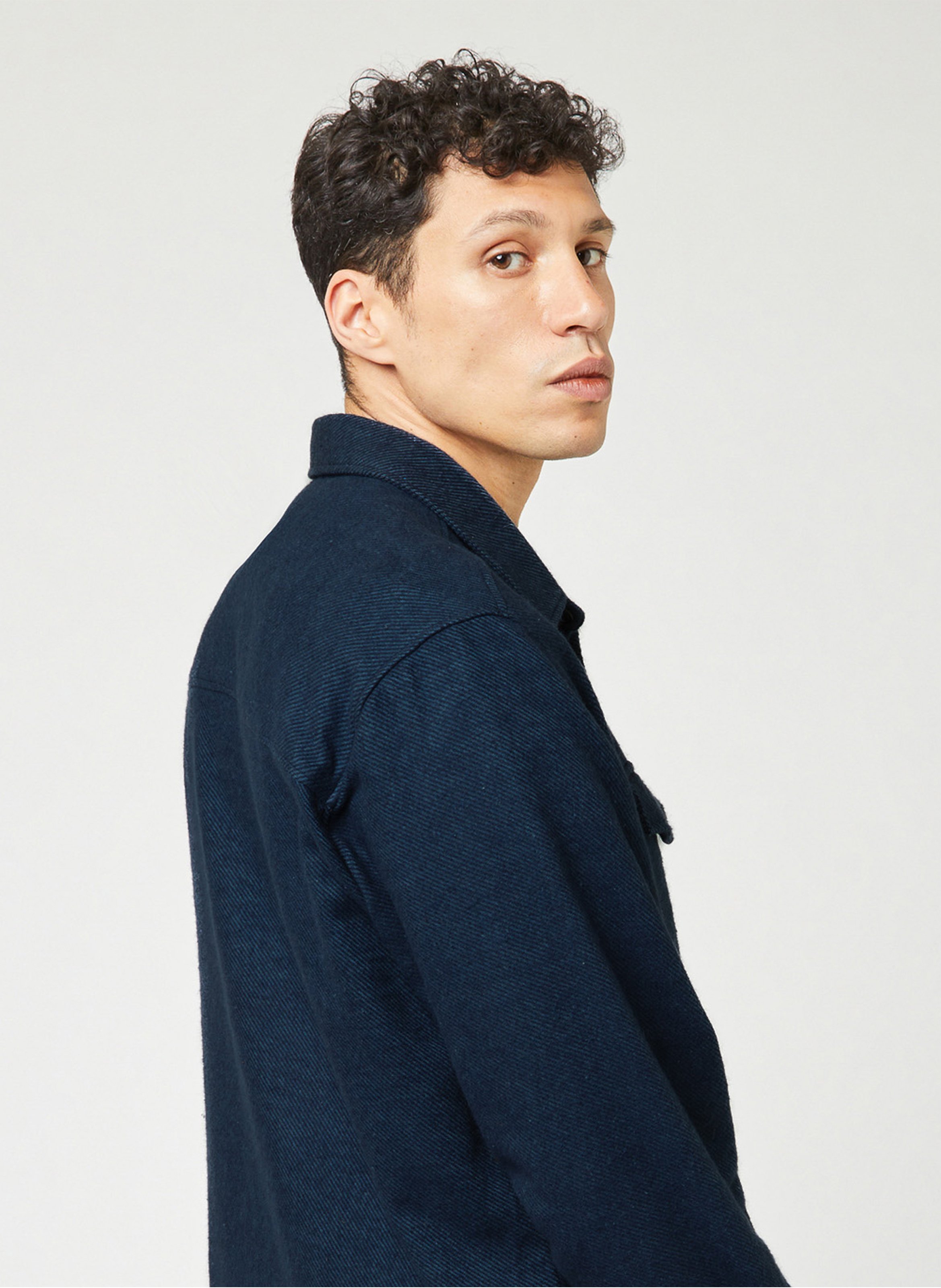 Chemise droite unie en coton FAGUO Bleu