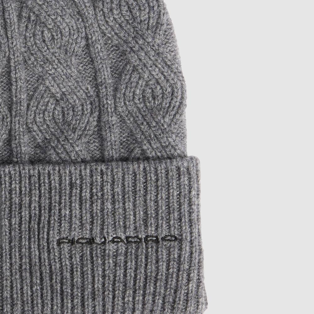 100% pure wool beanie PIQUADRO Grey