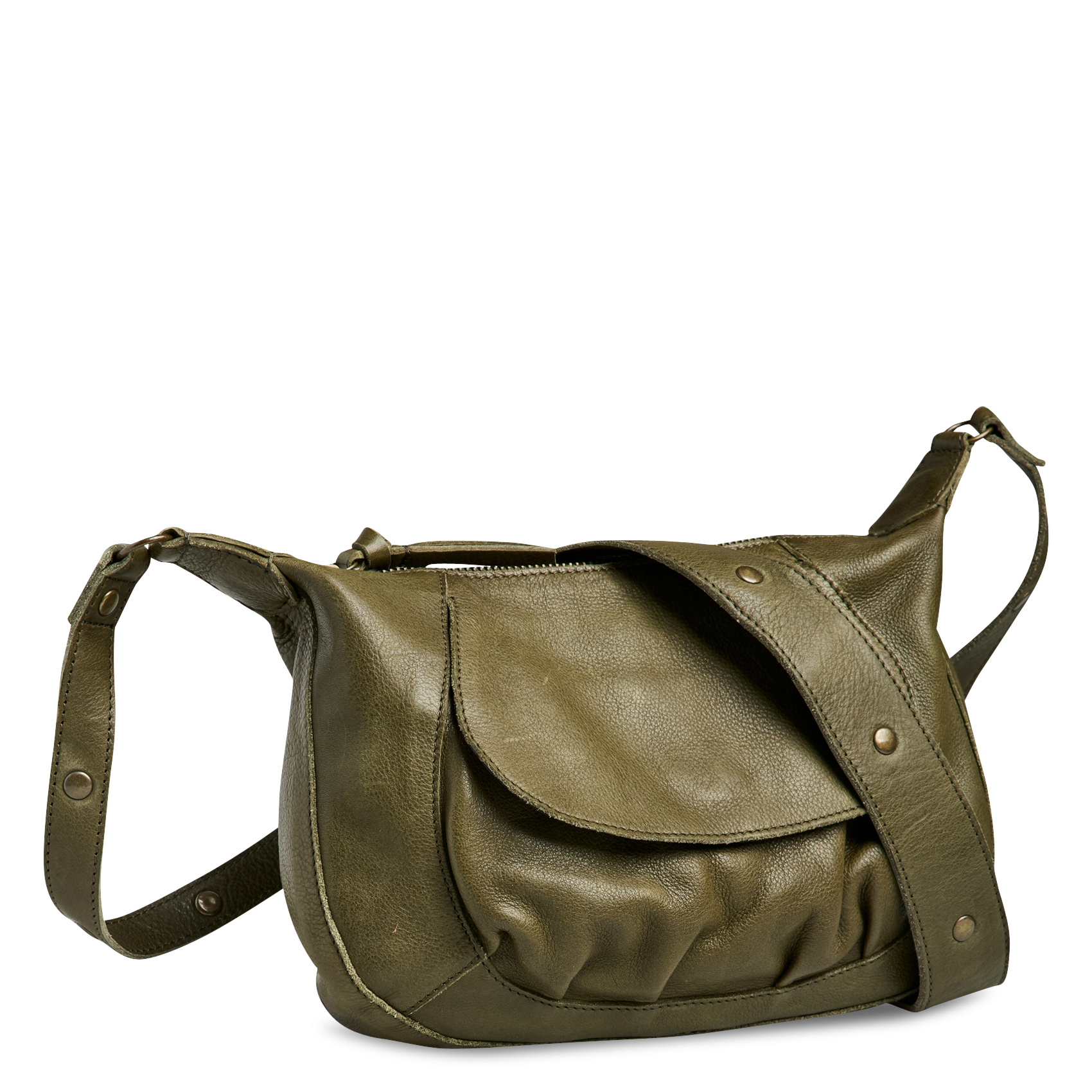 Lederen schoudertas PIECES Groen