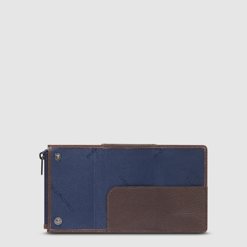 Compact wallet with pop-up card holder, coin pocket, and RFID protection PIQUADRO Blue