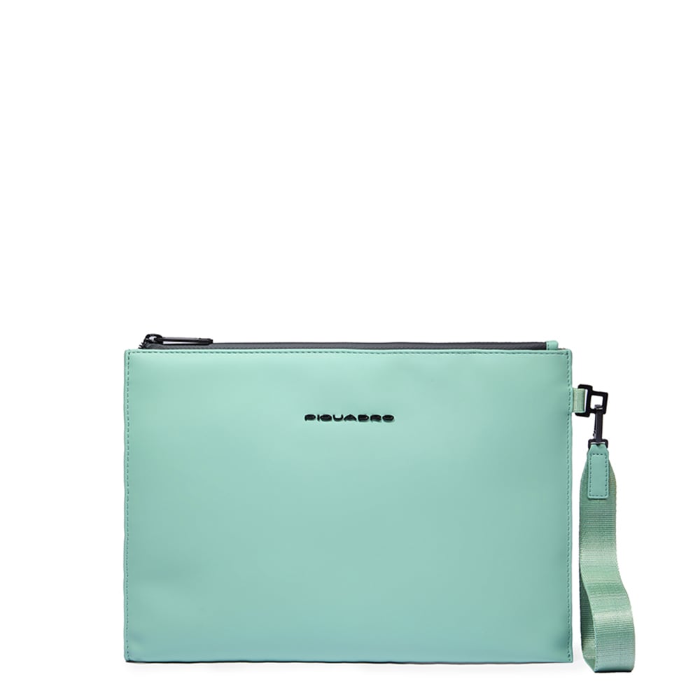 Water-repellent canvas clutch with compartment for iPad® 11 and pocket for AirPods® PIQUADRO