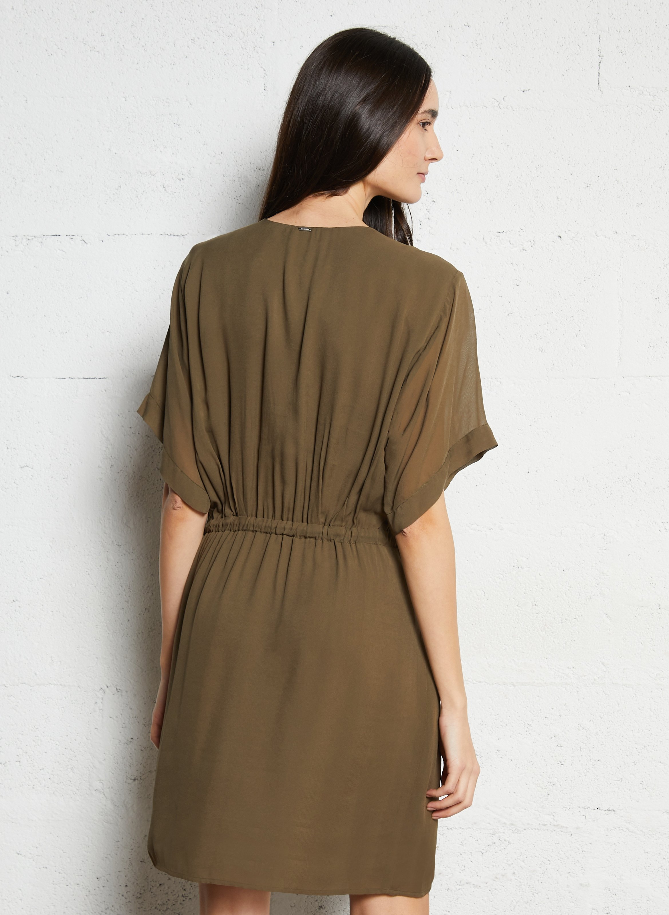 Korte jurk met V-hals IKKS Khaki