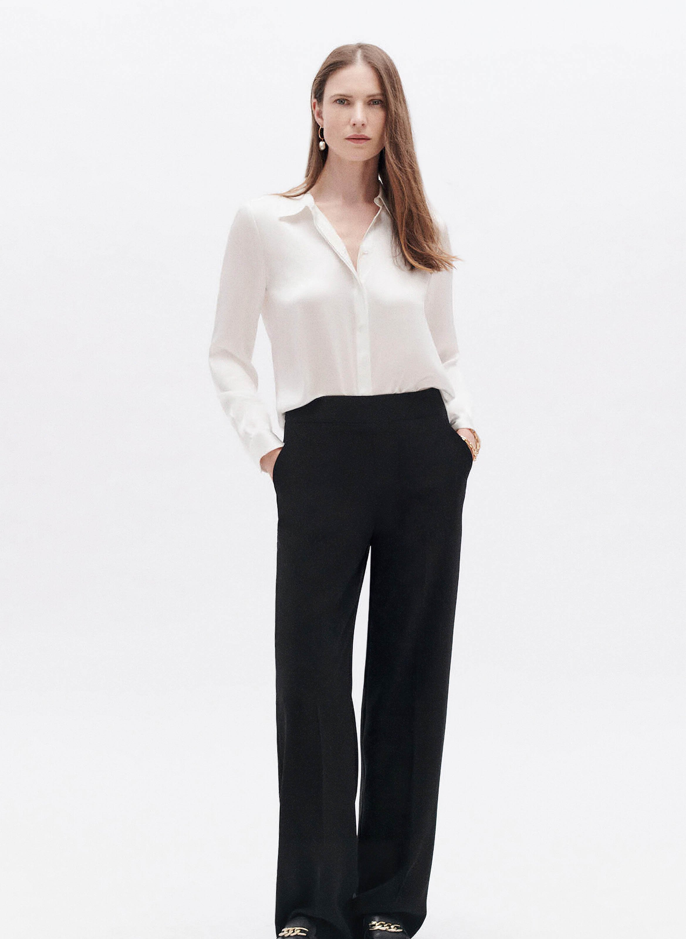 Chemise en soie col classique CAROLL Beige