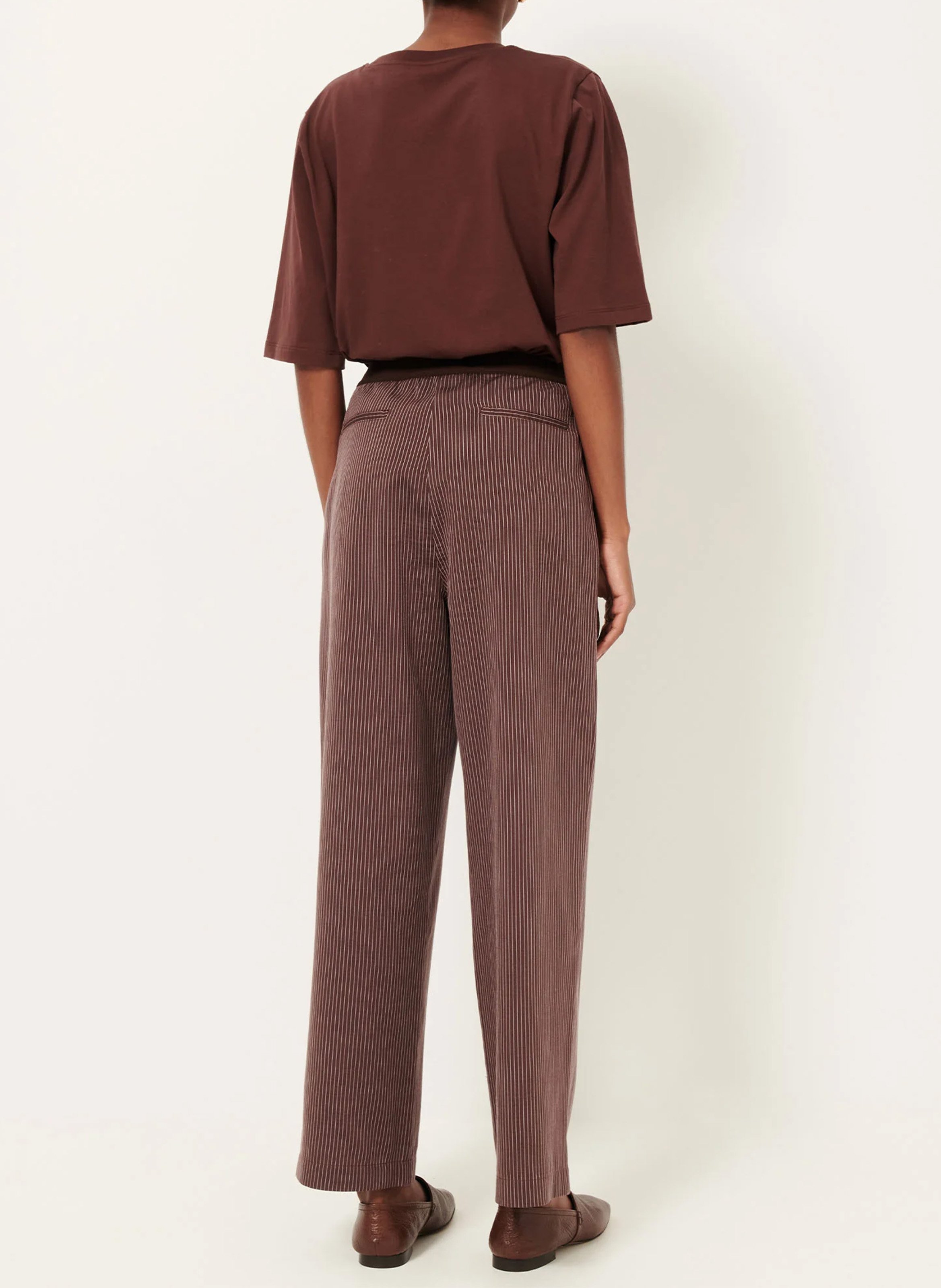 Straight Striped Elasticated Pants SESSUN Brown