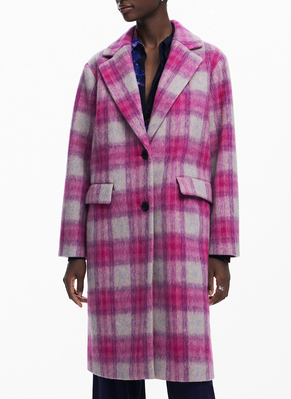 Manteau long à carreaux DESIGUAL Rouge