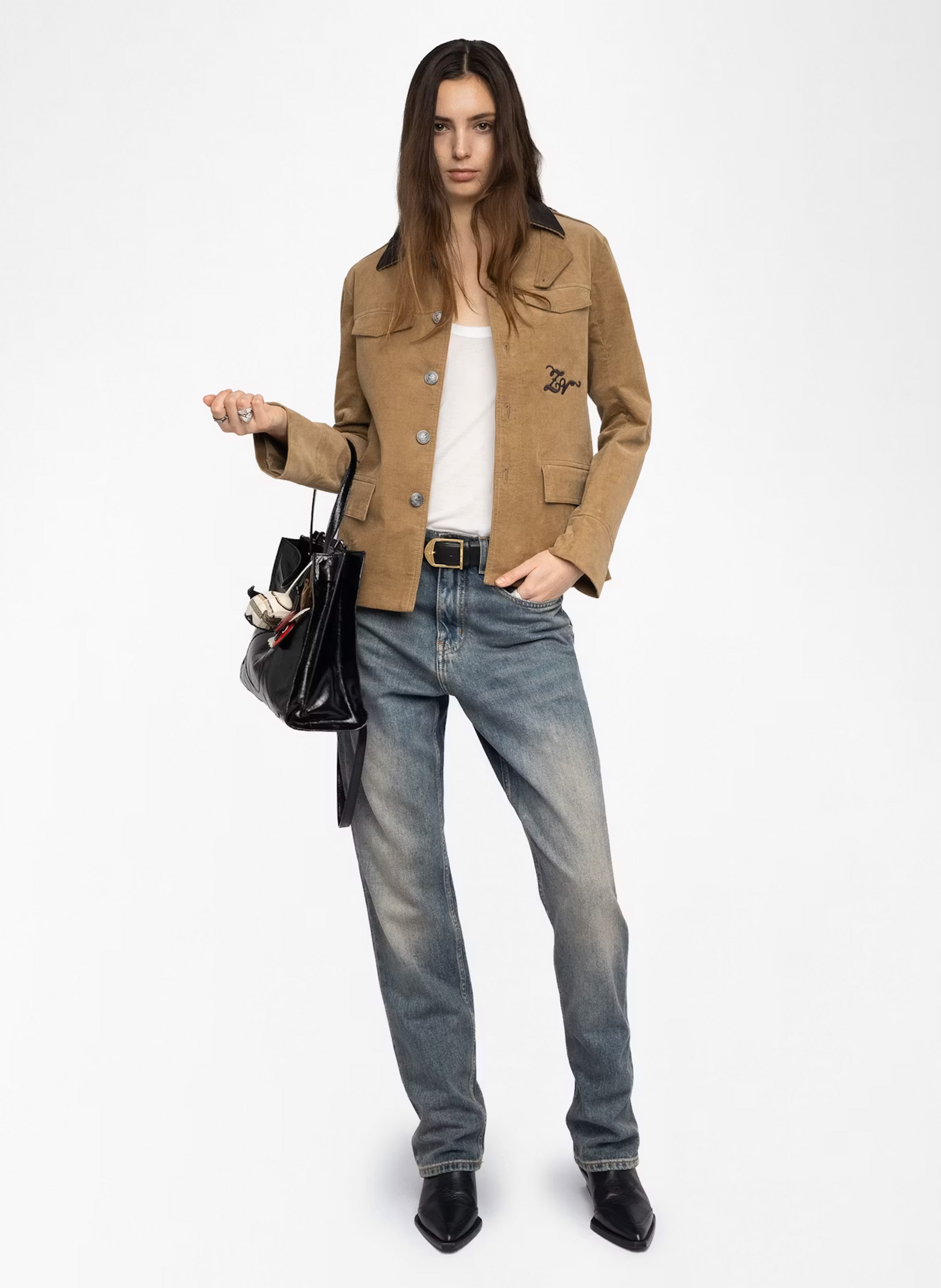 Straight ribbed cotton blend jacket ZADIG&VOLTAIRE Beige