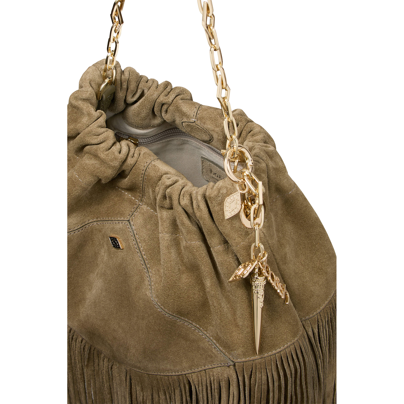 Sac porté épaule en cuir BA&SH Kaki