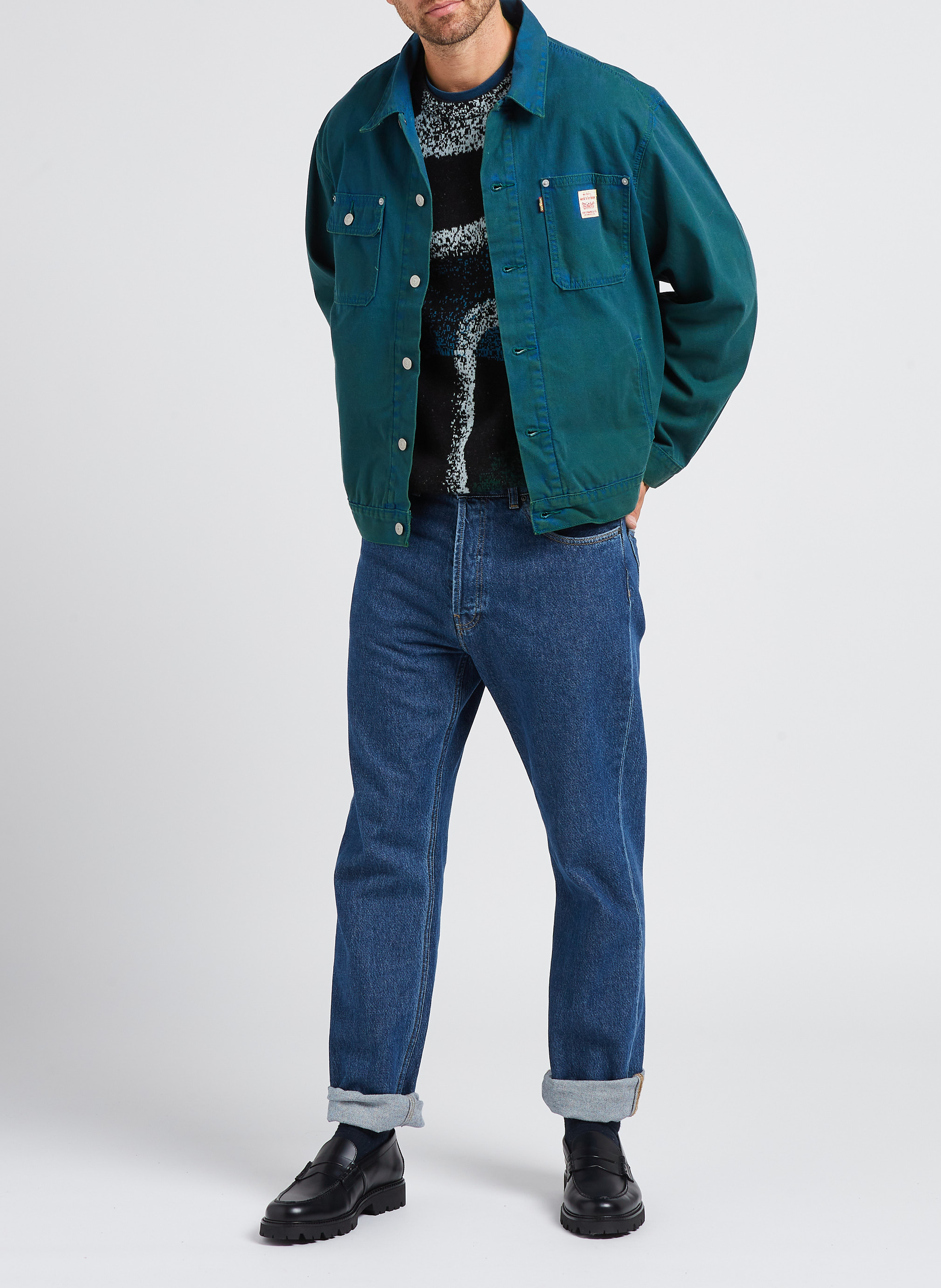 Rechte trui van biokatoen met ronde hals en print PAUL SMITH Zwart