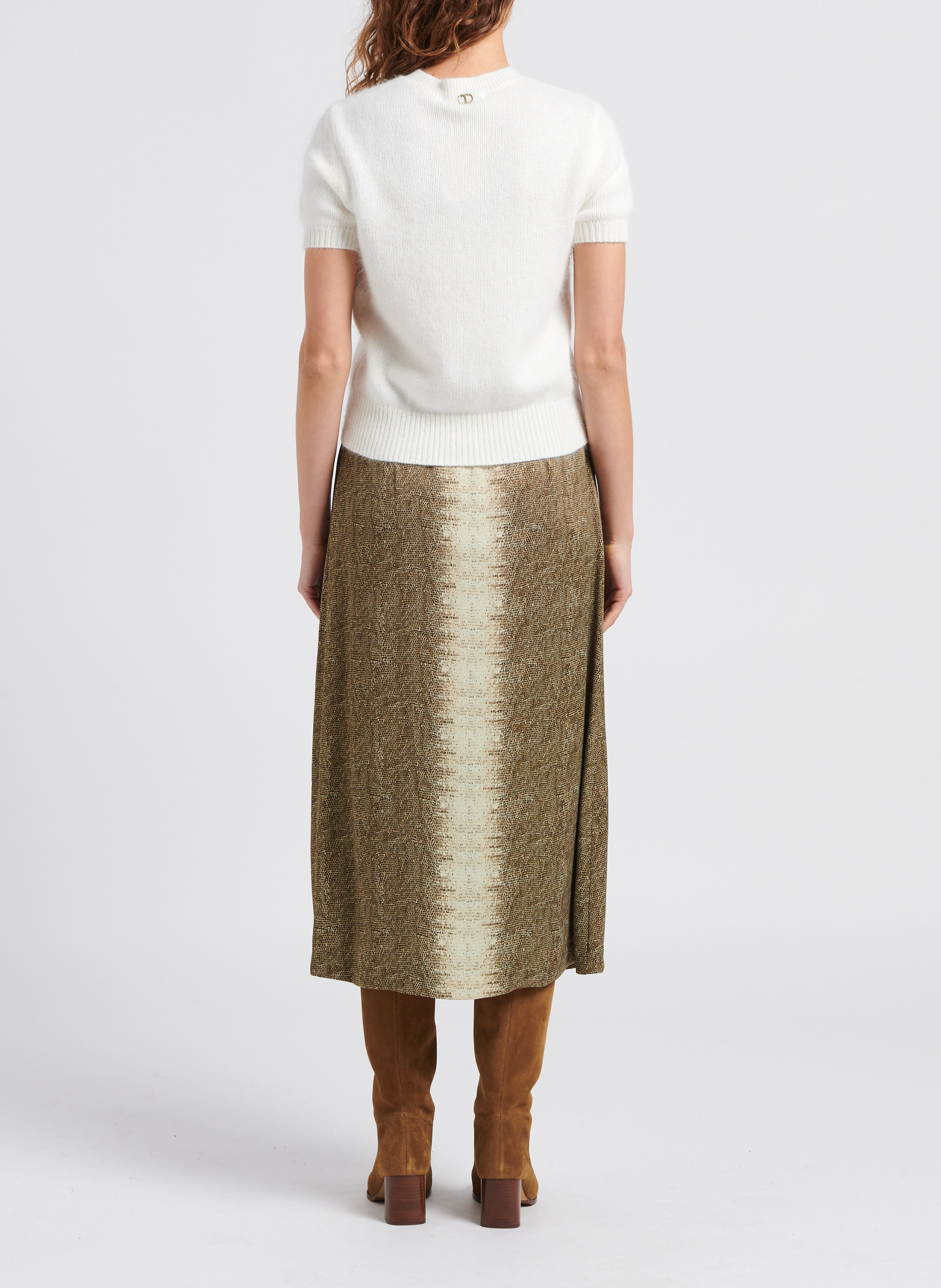 Lizard print midi skirt TWINSET Brown