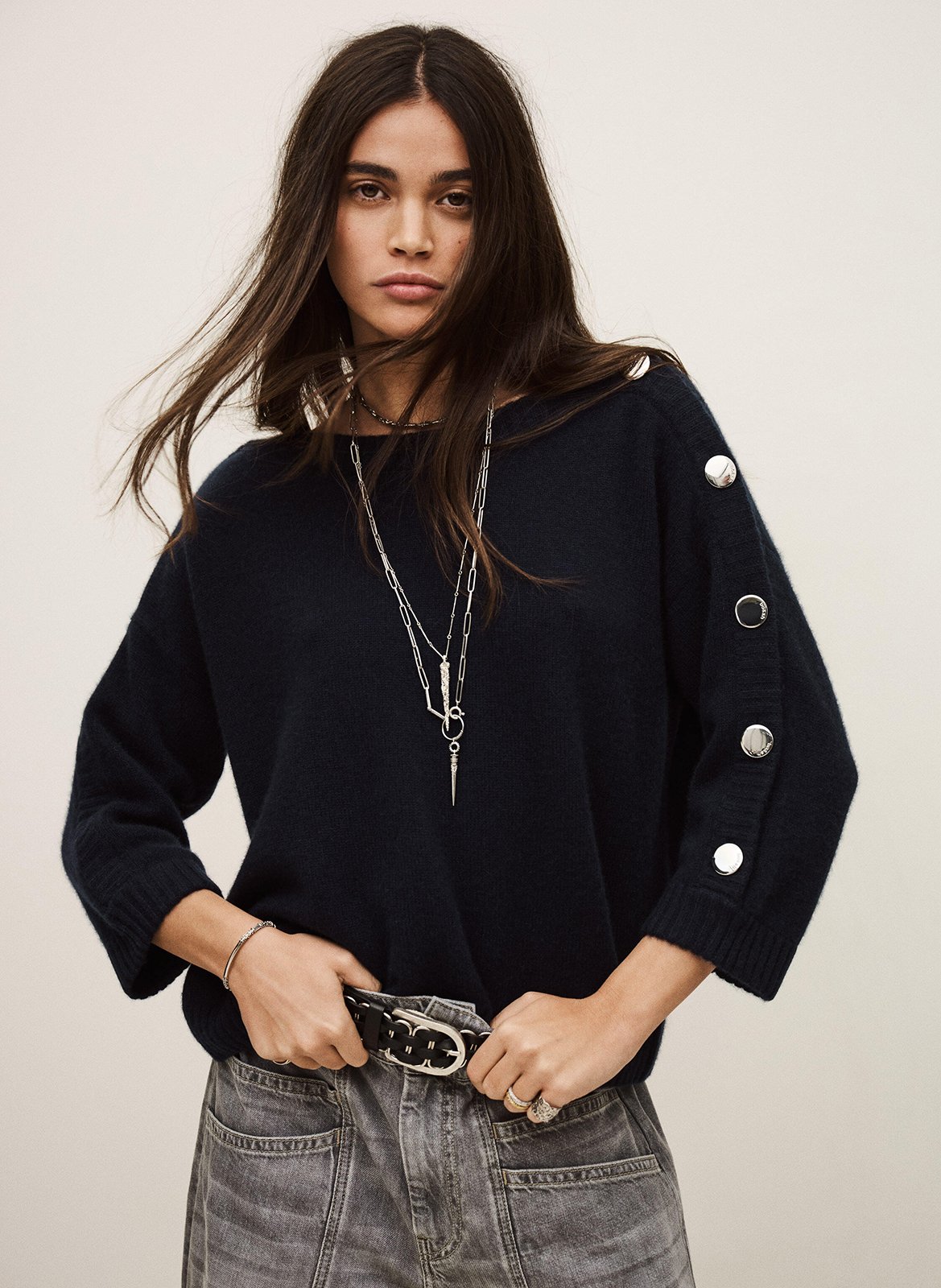 Pull droit col rond en cachemire BA&SH