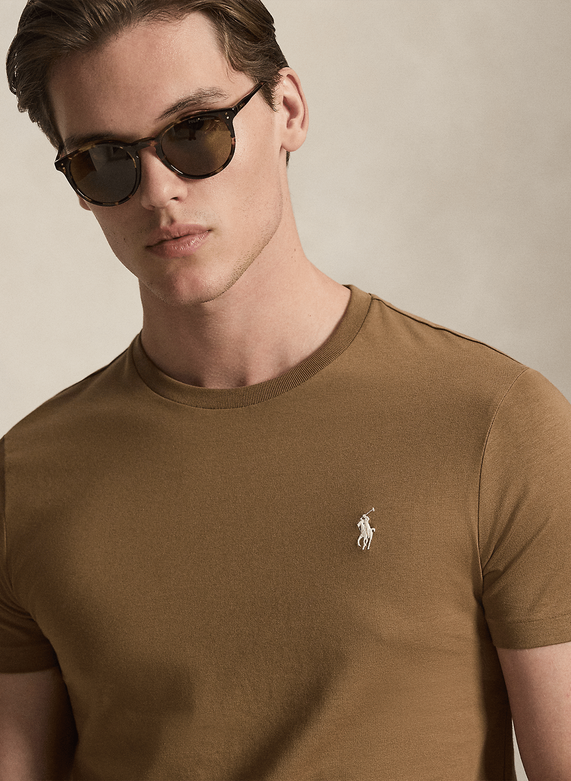 Slim-fit cotton T-shirt POLO RALPH LAUREN Brown