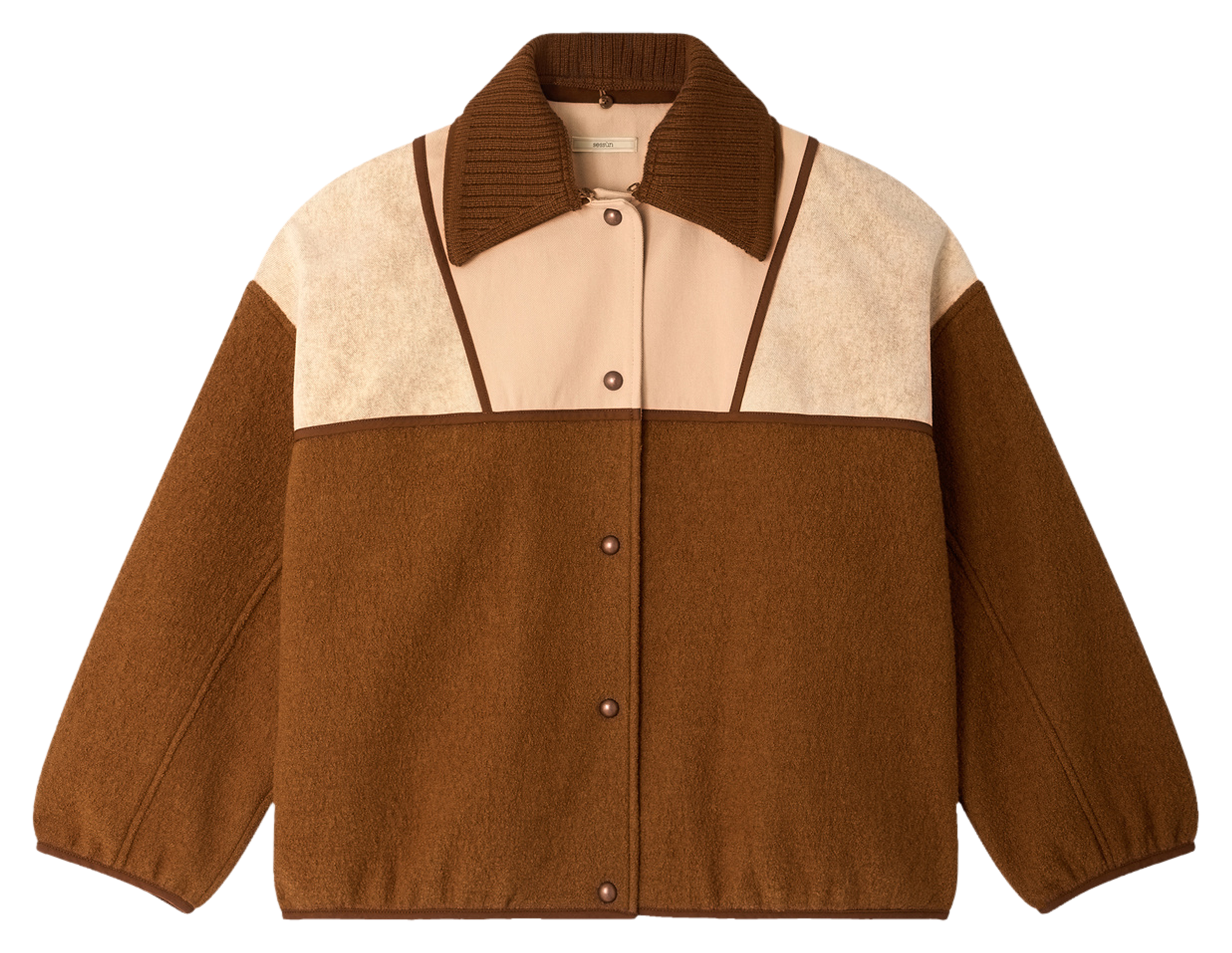 Blouson col classique amovible en laine SESSUN Marron