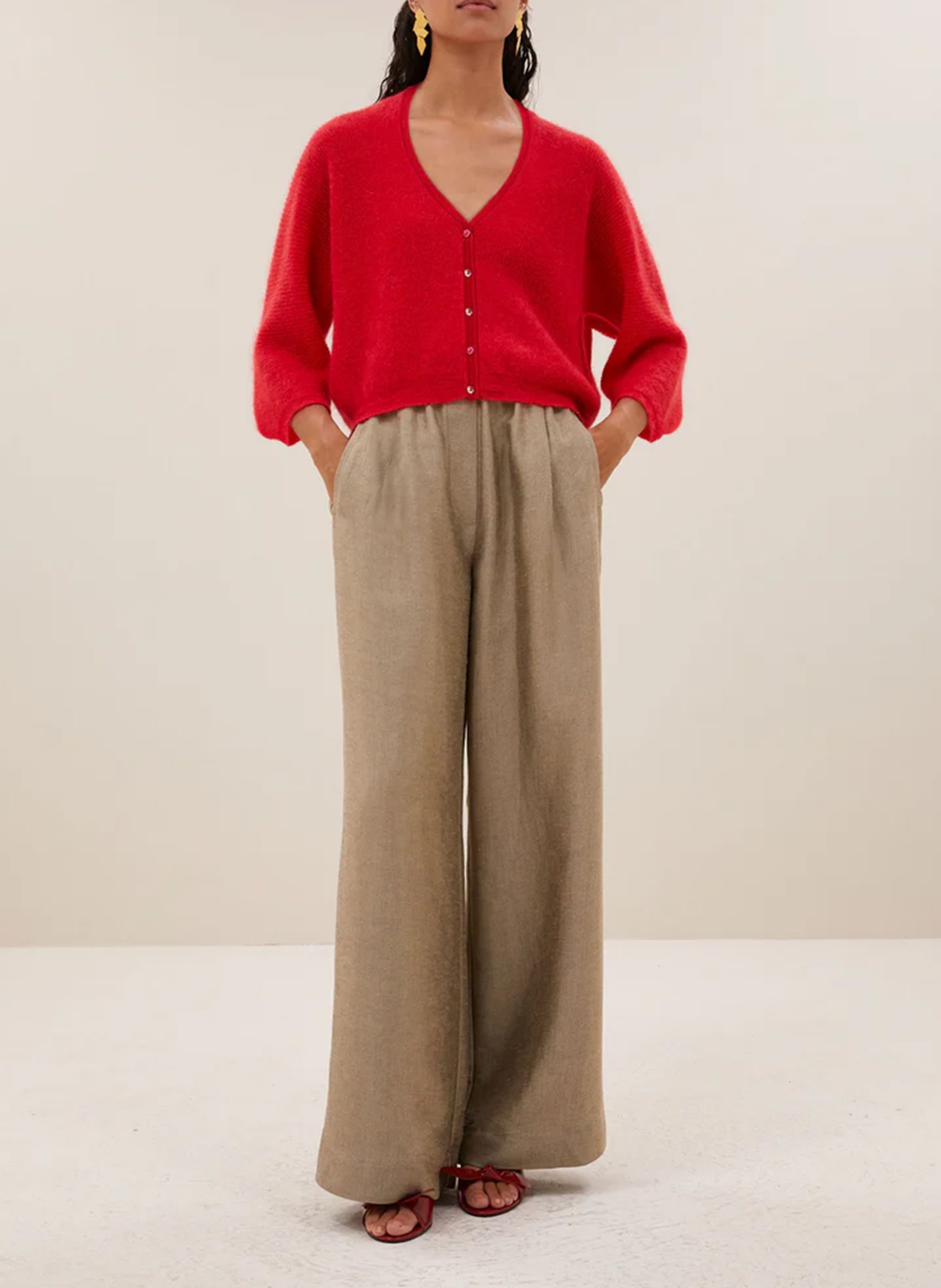 Recht, gebreid vest BY BAR Rood