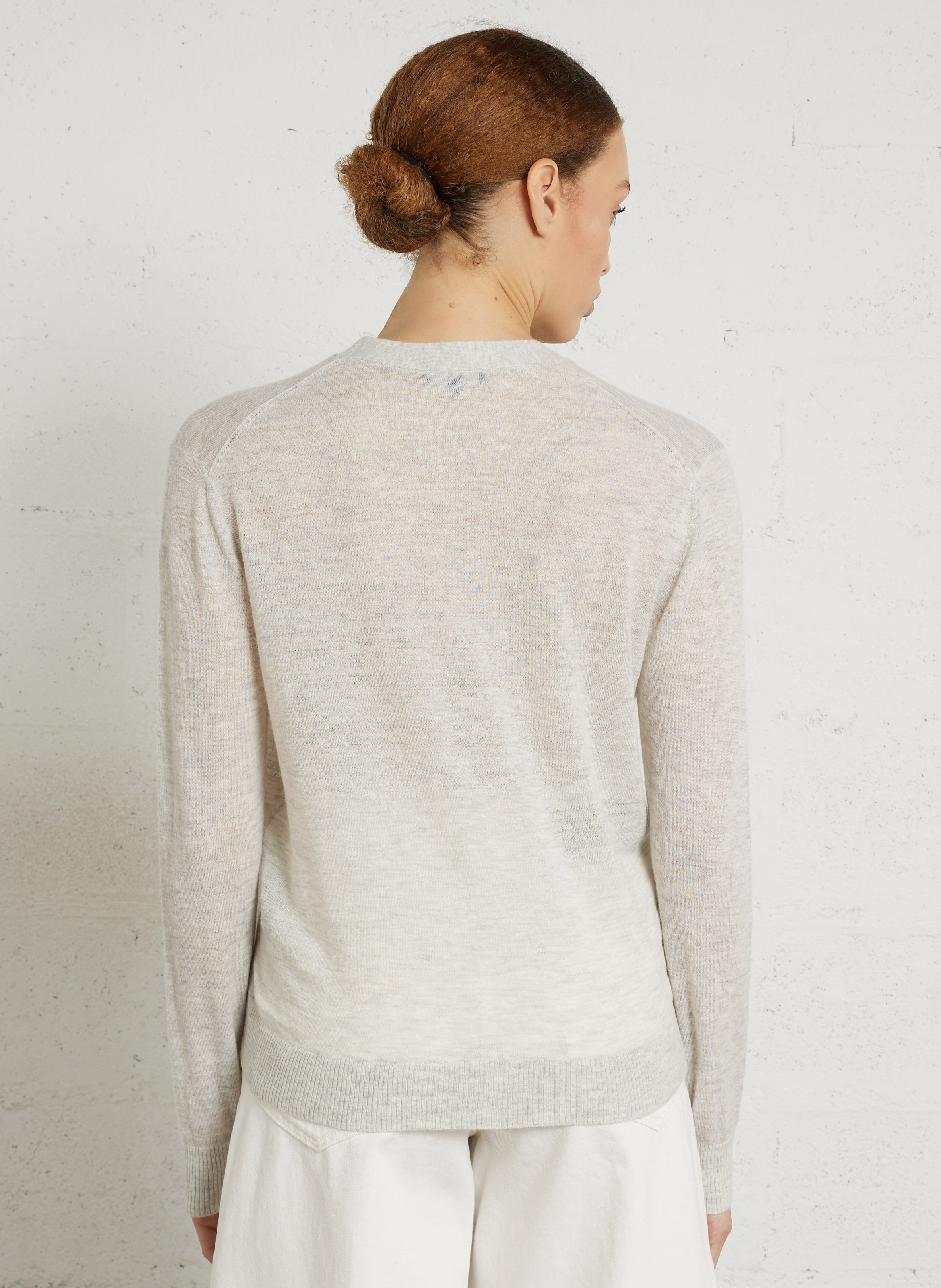 Weite Strickmix-Jacke mit V-Ausschnitt SOEUR Grau